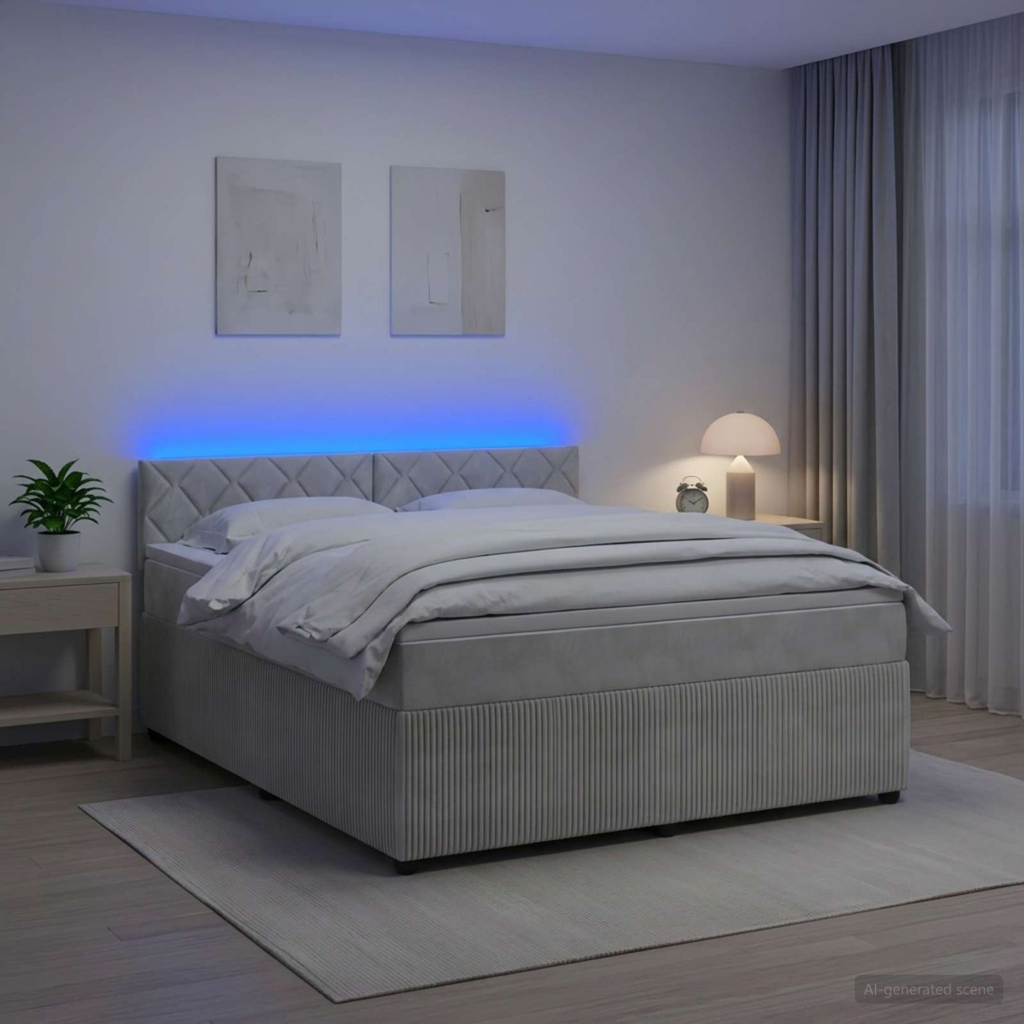 vidaXL Κρεβάτι box spring με στρώμα Ανοιχτό γκρι 140 x 200 cm Βελούδο