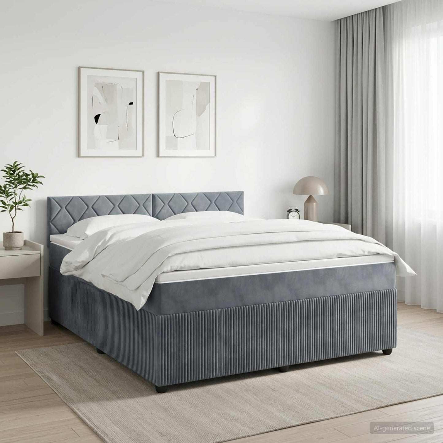 vidaXL Κρεβάτι box spring με στρώμα Σκούρο Γκρι 140 x 190 cm Βελούδο