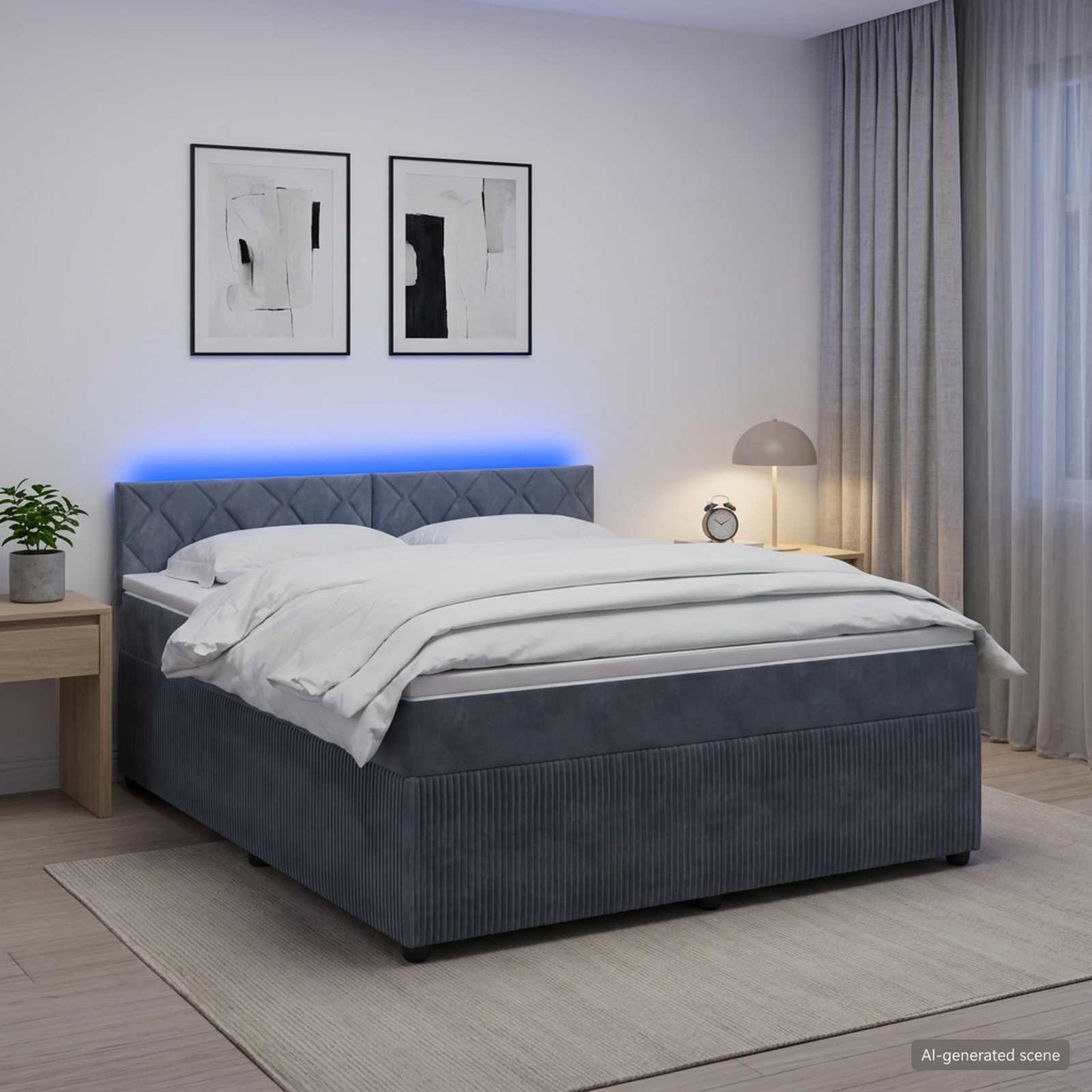 vidaXL Κρεβάτι box spring με στρώμα Σκούρο Γκρι 140 x 190 cm Βελούδο