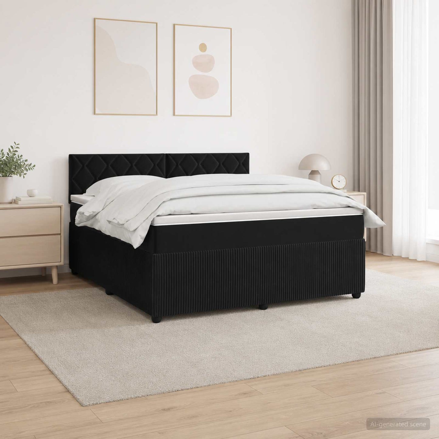 vidaXL Κρεβάτι box spring με στρώμα Μαύρο 180 x 200 cm Βελούδο