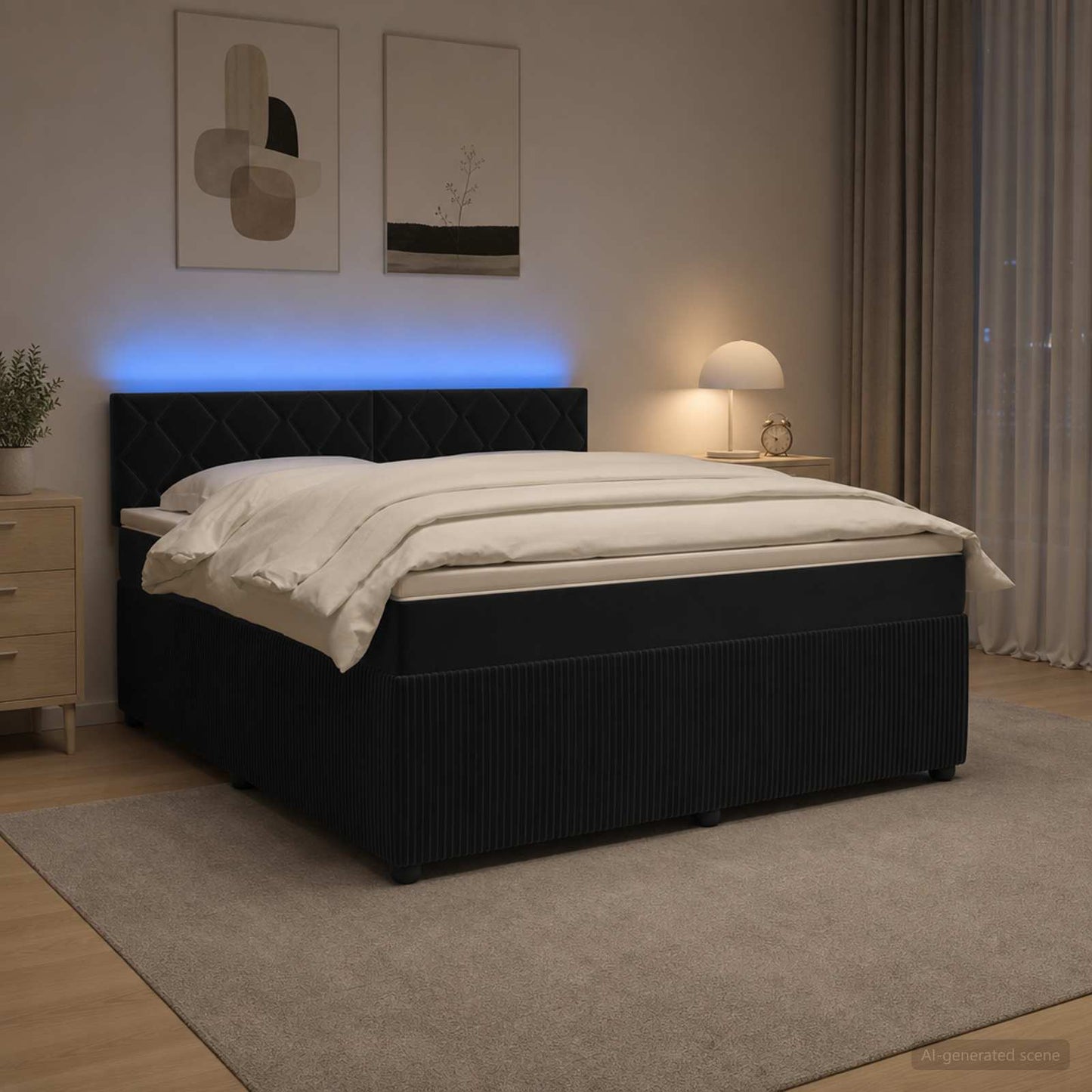 vidaXL Κρεβάτι box spring με στρώμα Μαύρο 180 x 200 cm Βελούδο