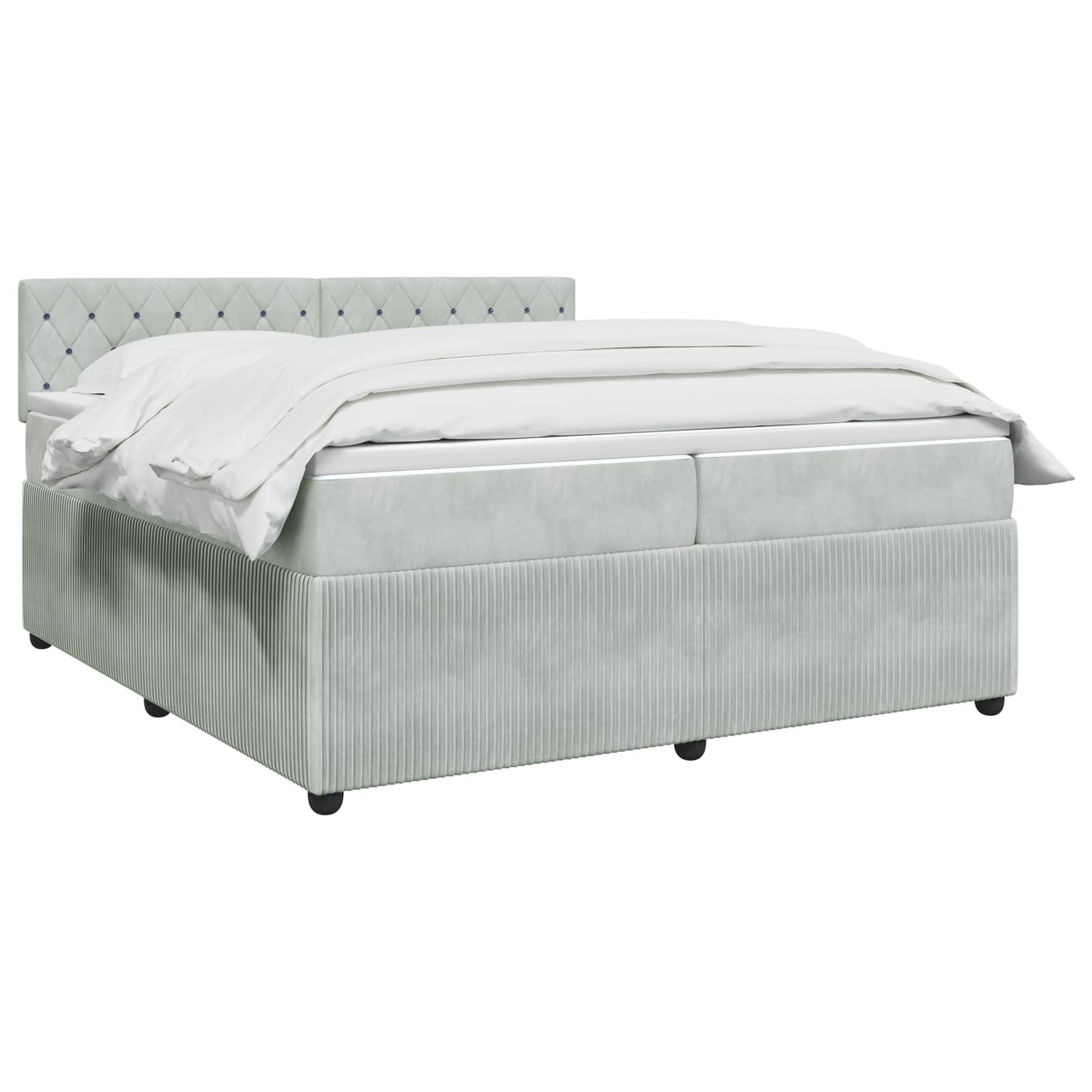 vidaXL Κρεβάτι box spring με στρώμα Ανοιχτό γκρι 200 x 200 cm Βελούδο