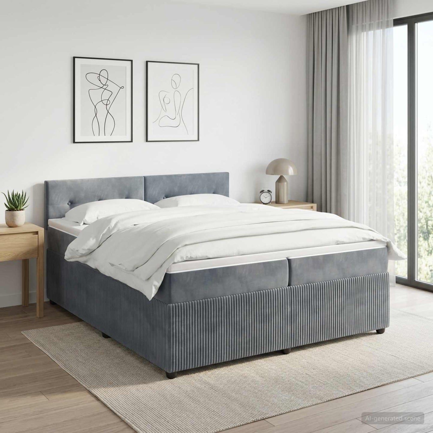 vidaXL Κρεβάτι box spring με στρώμα Σκούρο Γκρι 200 x 200 cm Βελούδο
