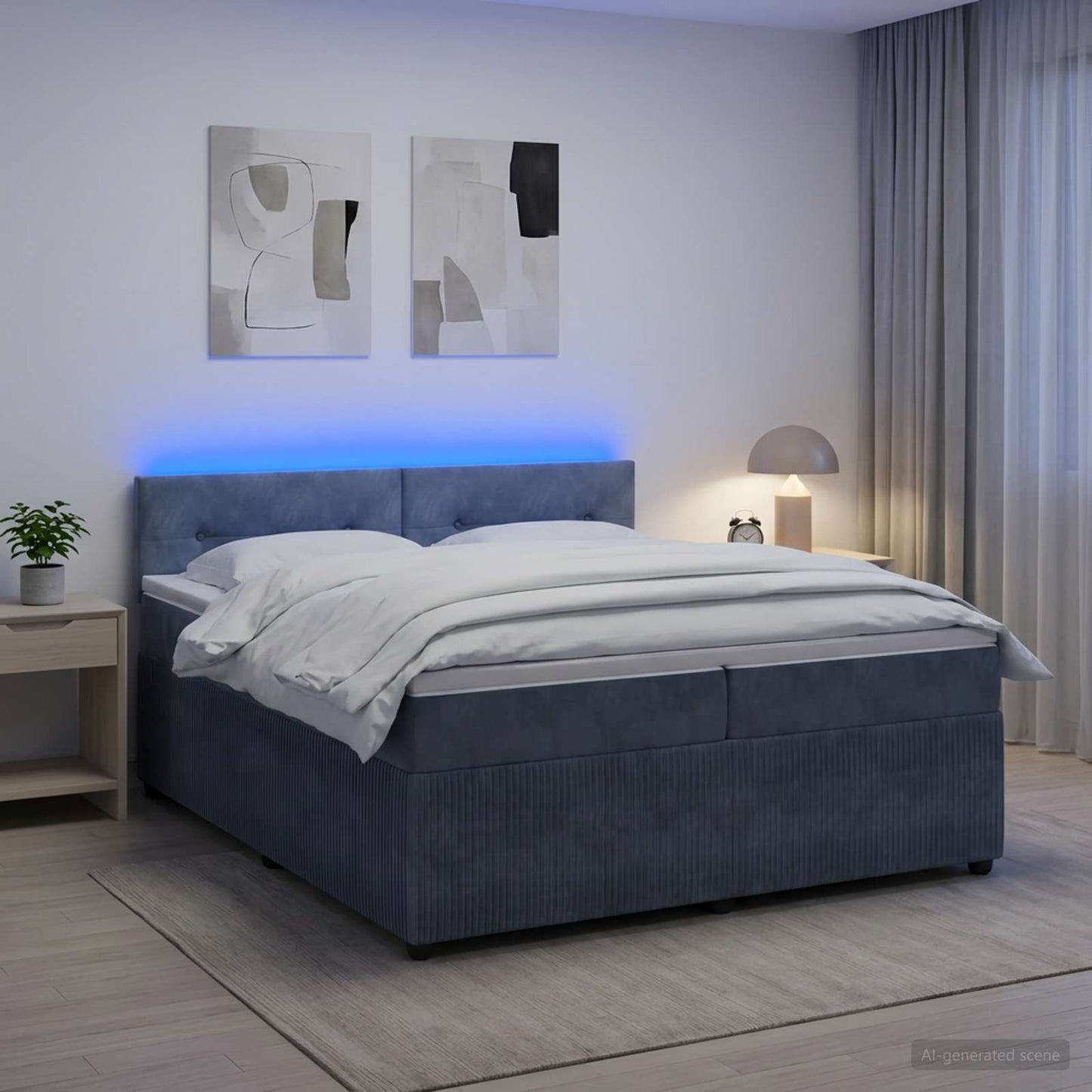 vidaXL Κρεβάτι box spring με στρώμα Σκούρο Γκρι 200 x 200 cm Βελούδο