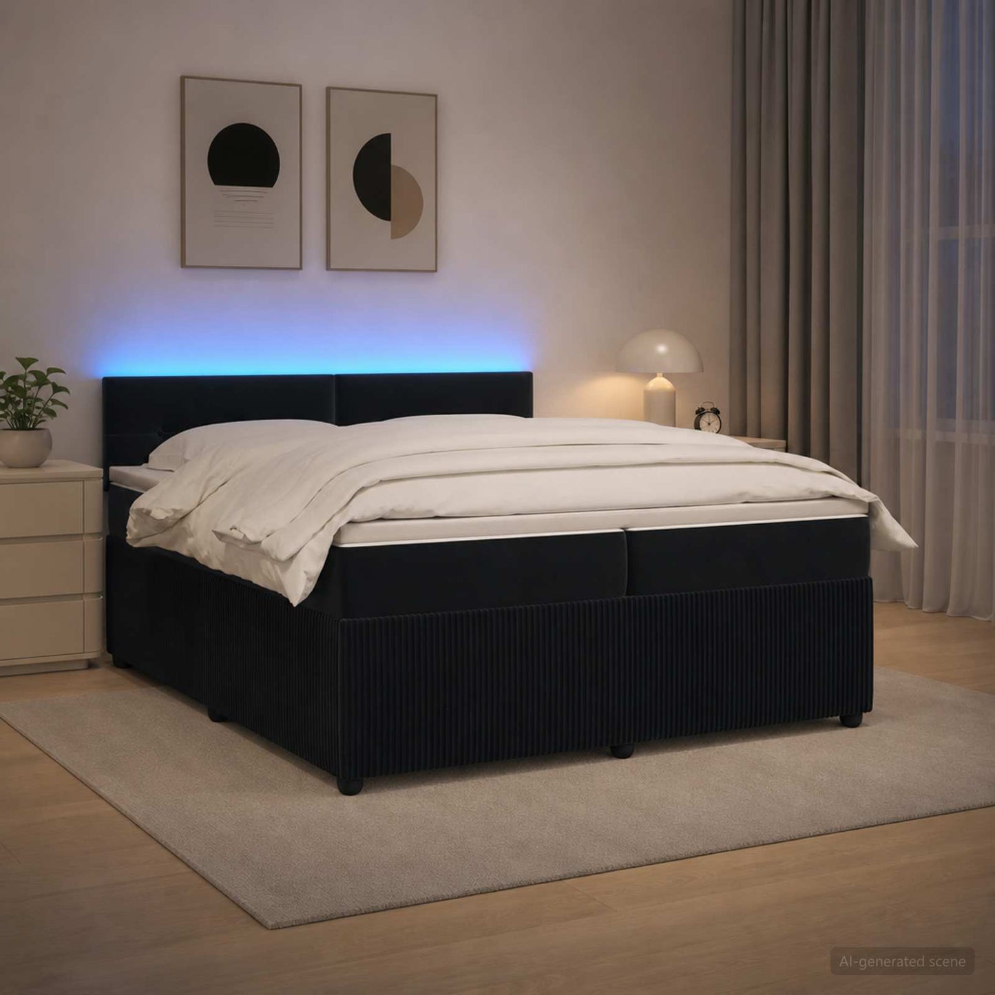 vidaXL Κρεβάτι box spring με στρώμα Μαύρο 200 x 200 cm Βελούδο