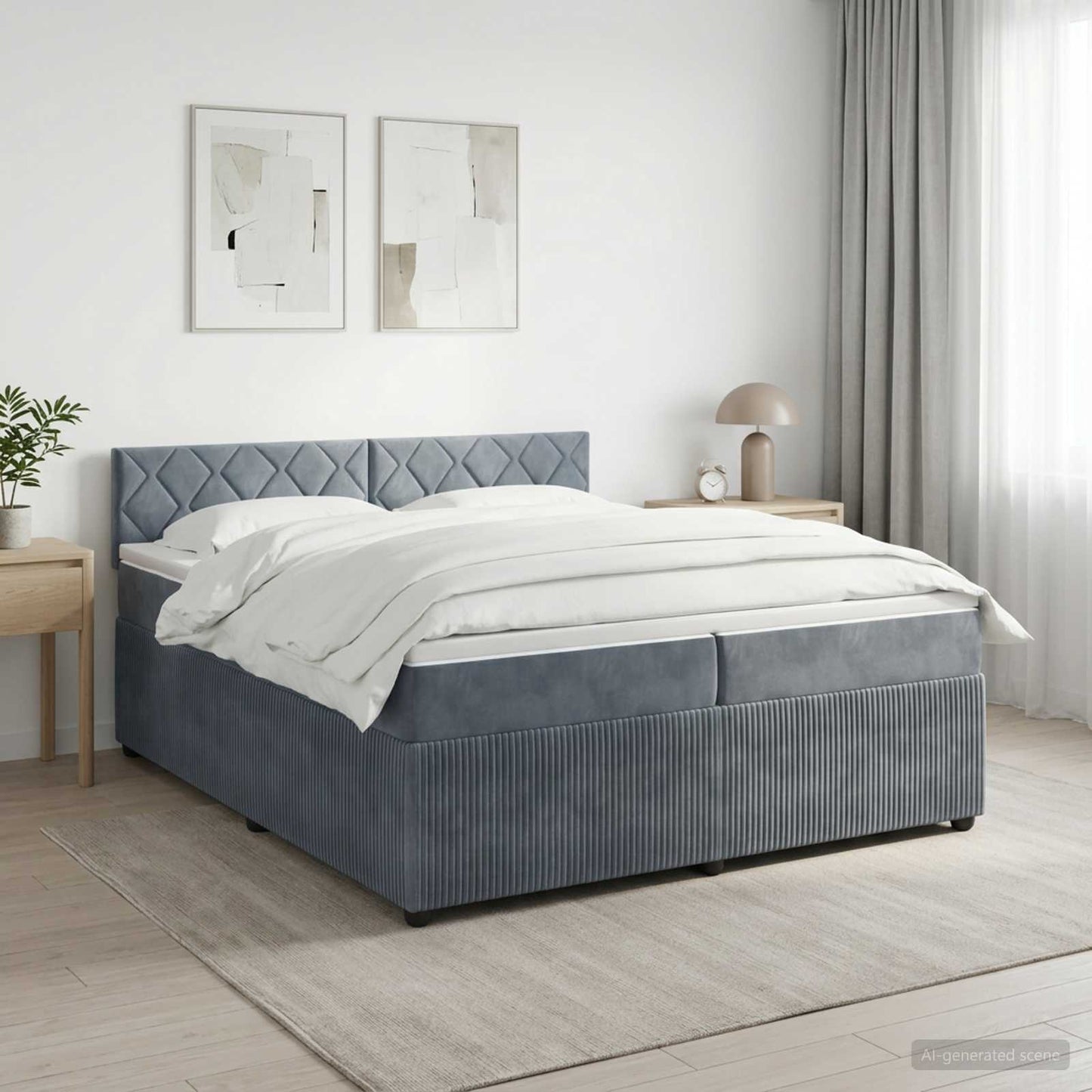 vidaXL Κρεβάτι box spring με στρώμα Σκούρο Γκρι 200 x 200 cm Βελούδο