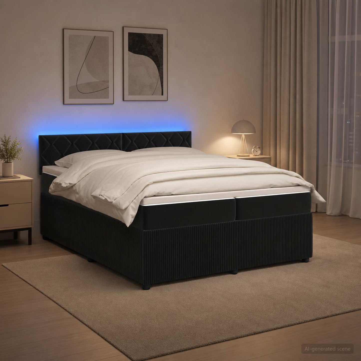 vidaXL Κρεβάτι box spring με στρώμα Μαύρο 200 x 200 cm Βελούδο