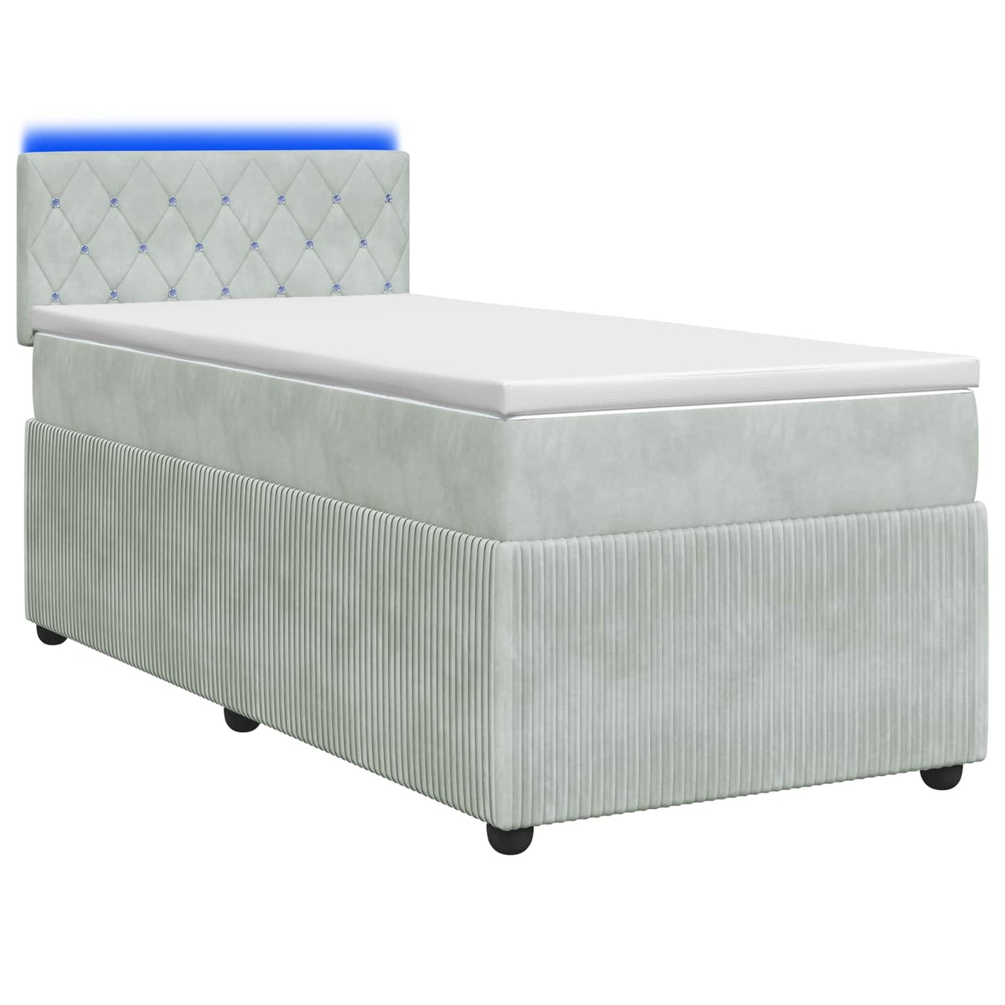 vidaXL Κρεβάτι Box Spring με Στρώμα και LED Ανοιχτό γκρι 90 x 190 cm