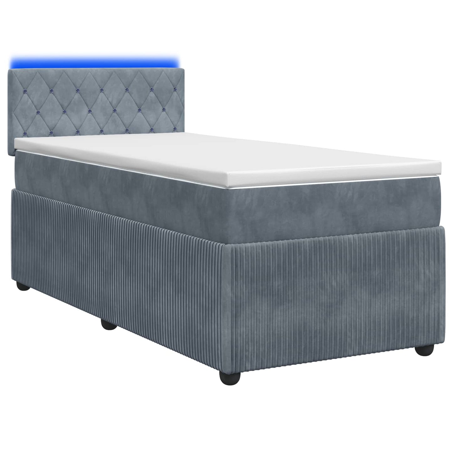 vidaXL Κρεβάτι Box Spring με Στρώμα και LED Σκούρο Γκρι 90 x 190 cm