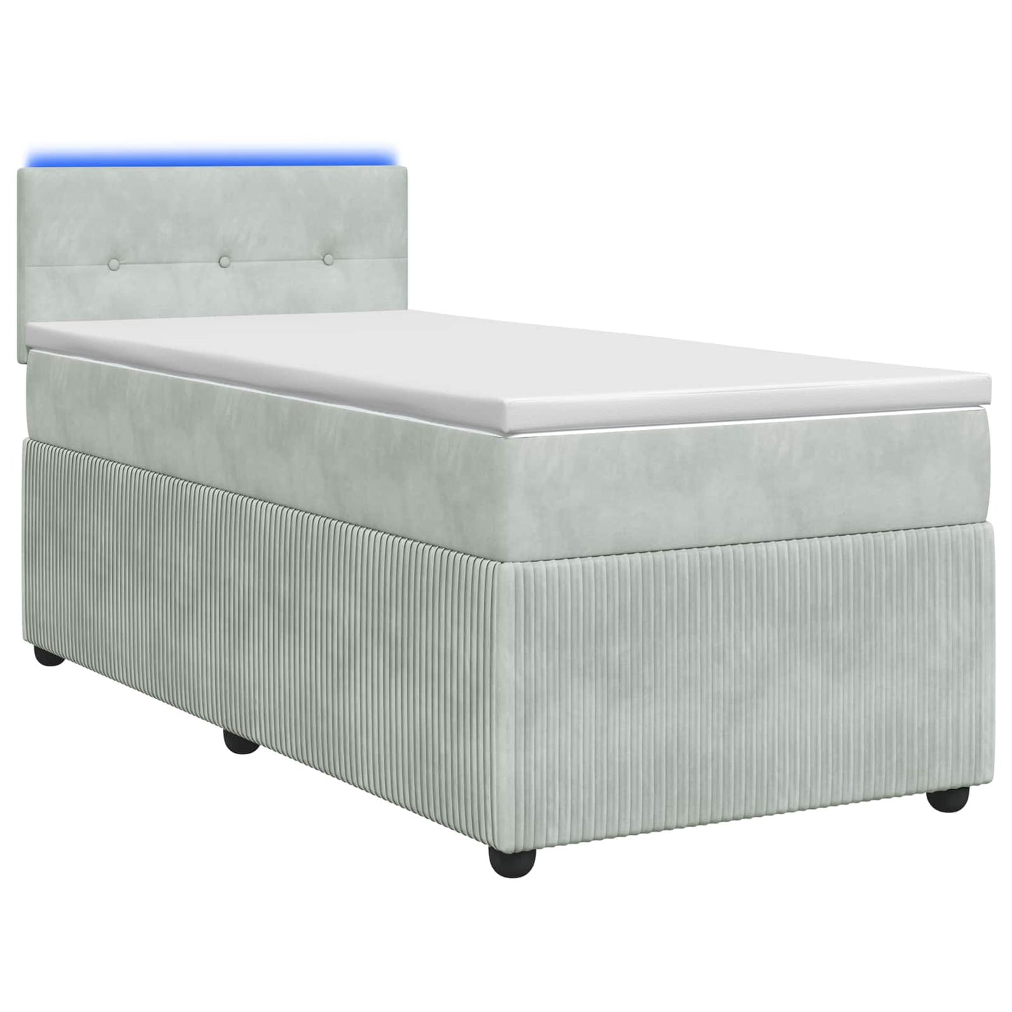 vidaXL Κρεβάτι Box Spring με Στρώμα και LED Ανοιχτό γκρι 90 x 190 cm