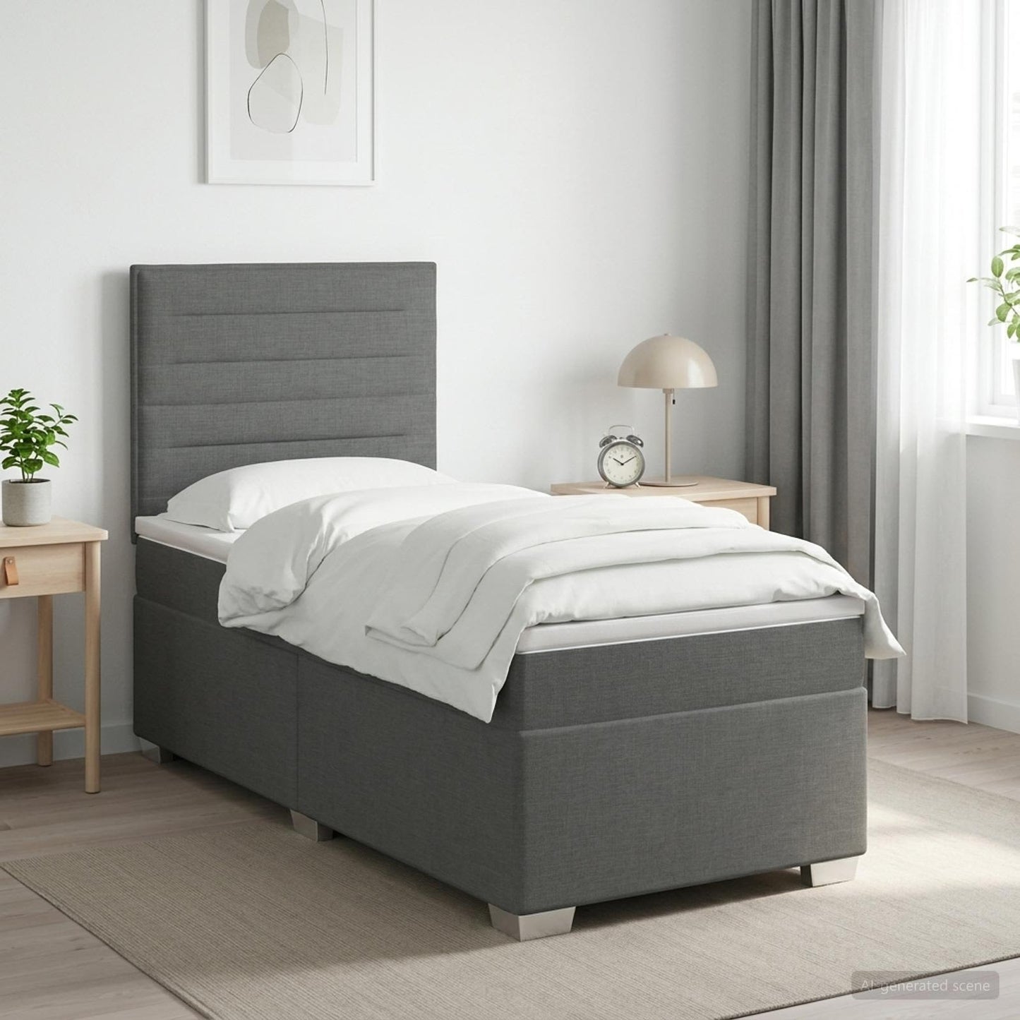 vidaXL Κρεβάτι box spring με στρώμα Σκούρο Γκρι 100 x 200 cm Ύφασμα