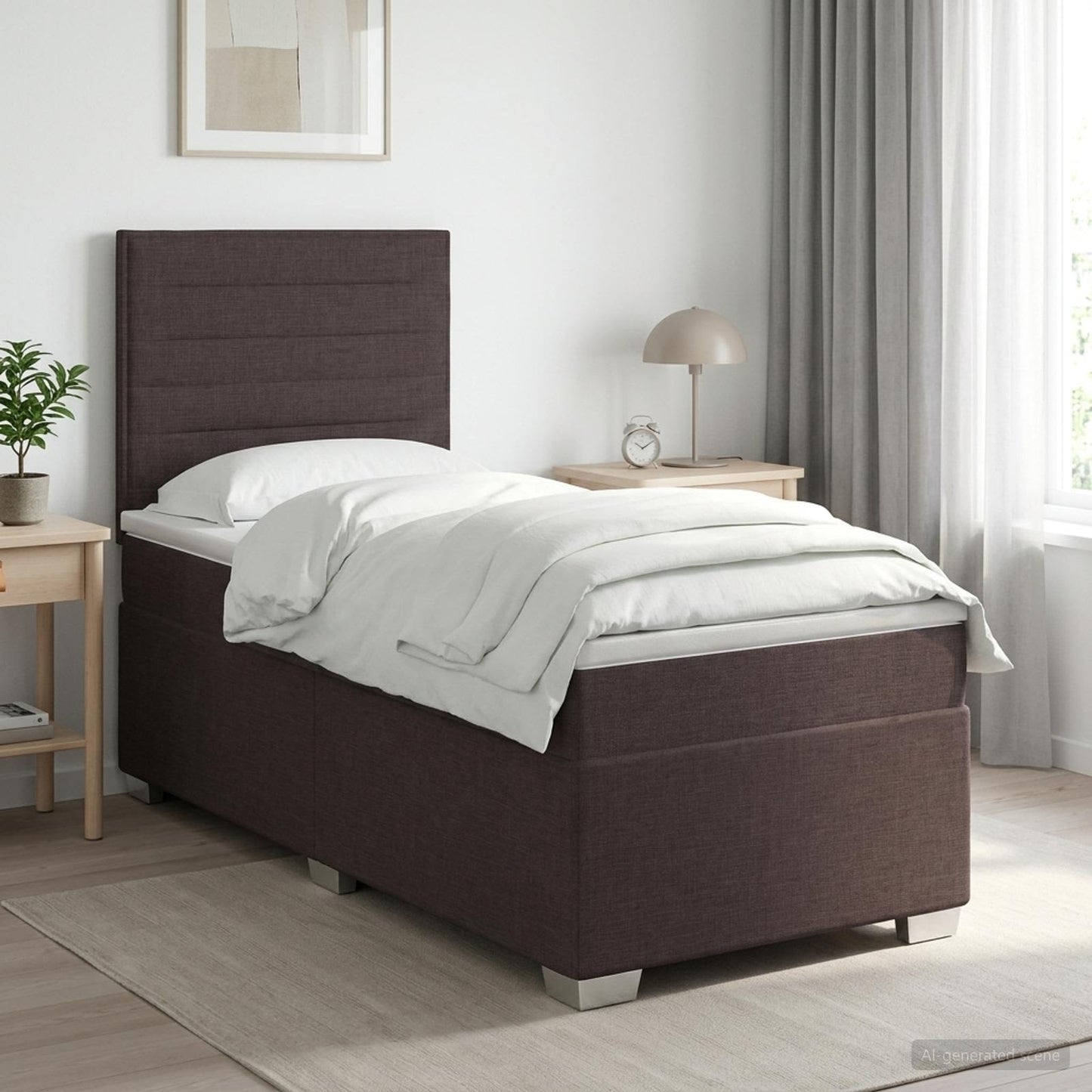 vidaXL Κρεβάτι box spring με στρώμα Σκούρο Καφέ 100 x 200 cm Ύφασμα