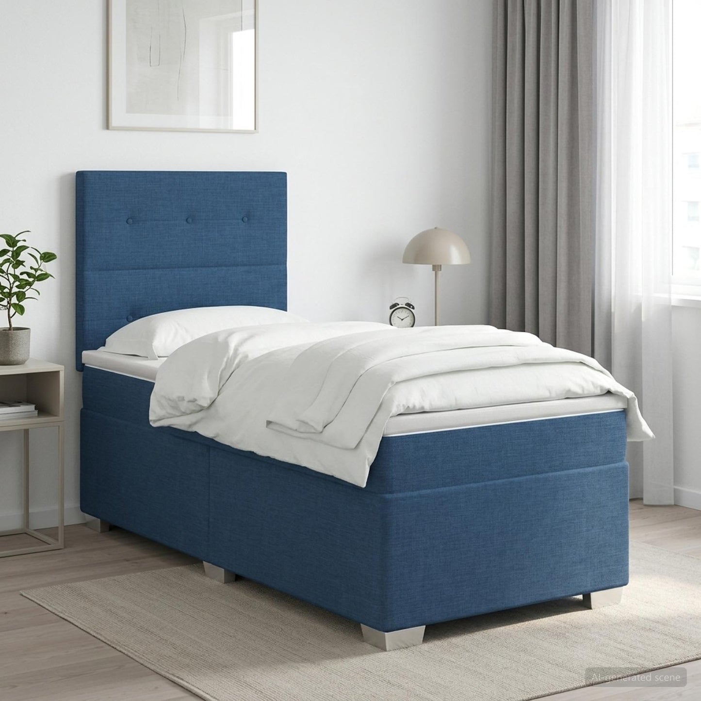 vidaXL Κρεβάτι box spring με στρώμα Μπλε 80 x 200 cm Ύφασμα