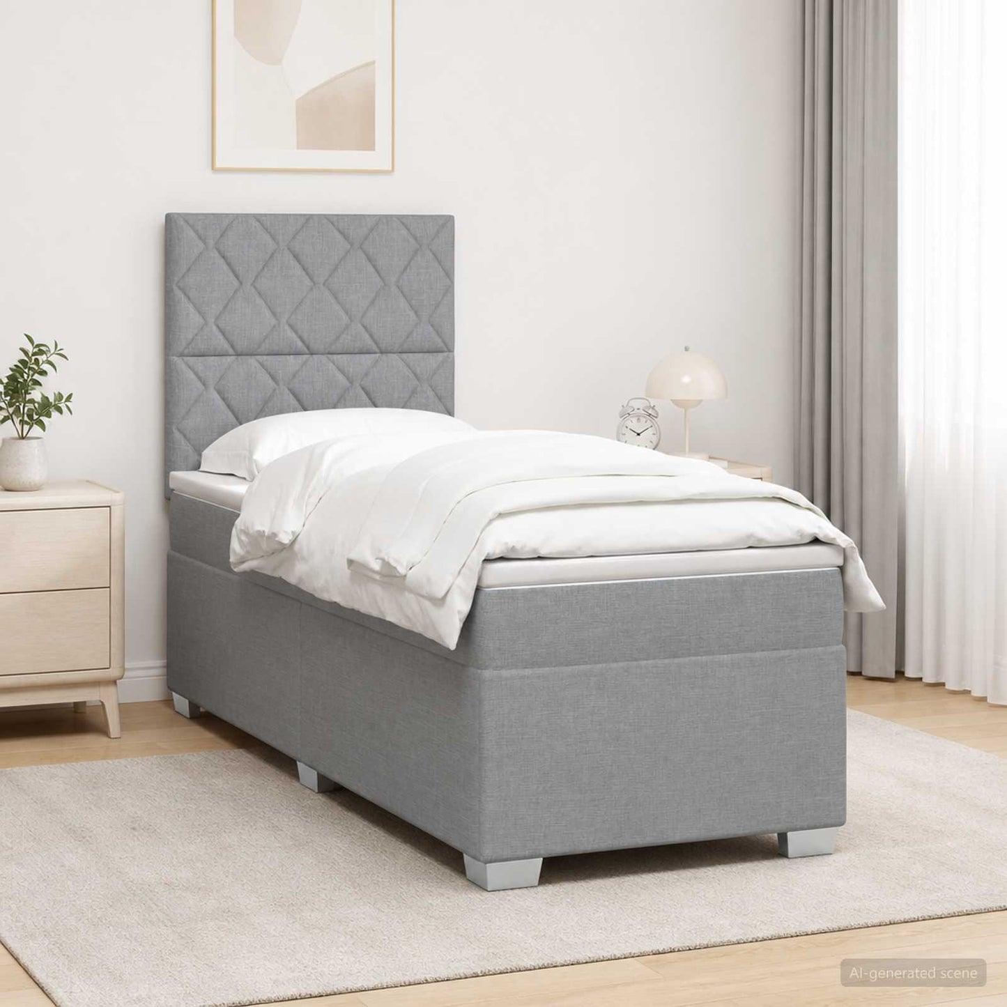 vidaXL Κρεβάτι box spring με στρώμα Ανοιχτό γκρι 90 x 200 cm Ύφασμα