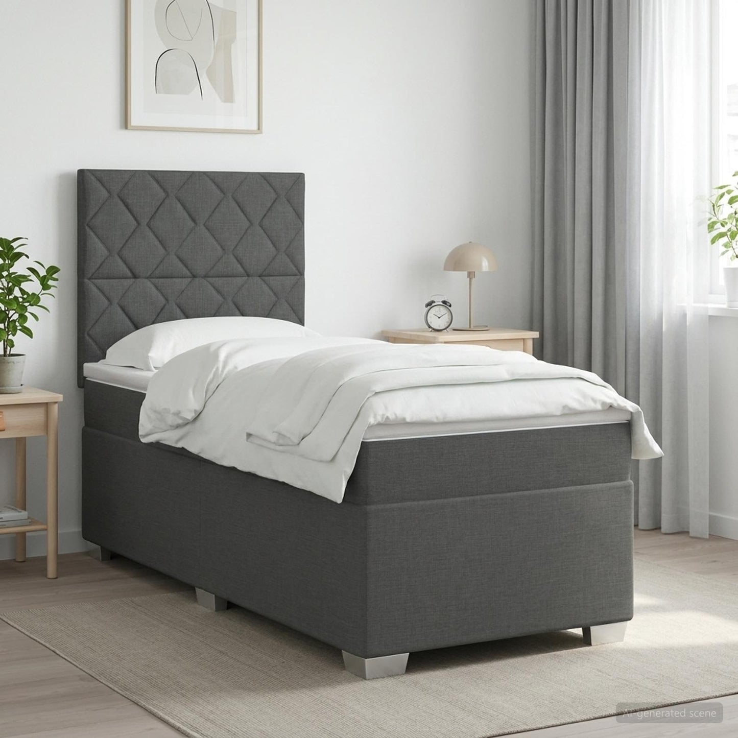 vidaXL Κρεβάτι box spring με στρώμα Σκούρο Γκρι 80 x 200 cm Ύφασμα