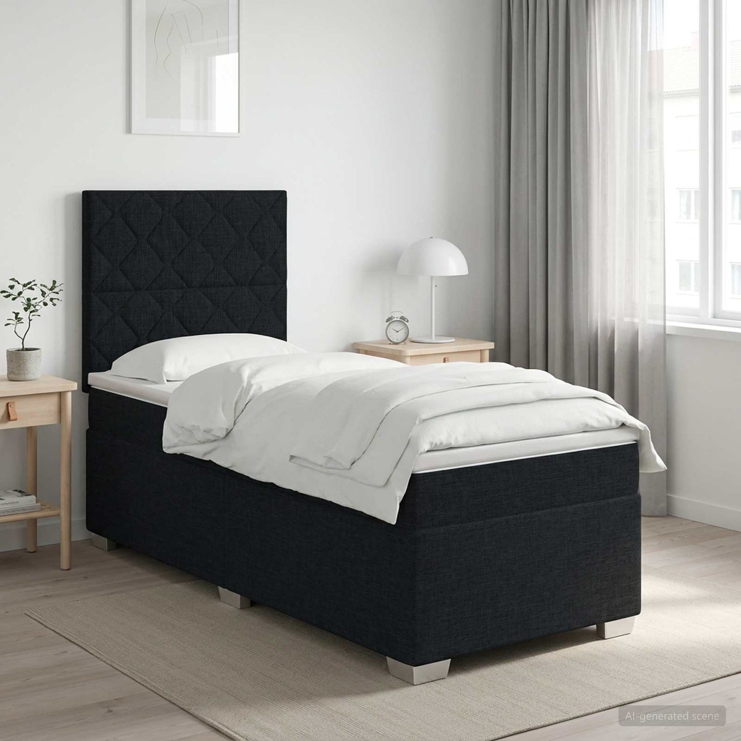 vidaXL Κρεβάτι box spring με στρώμα Μαύρο 80 x 200 cm Ύφασμα