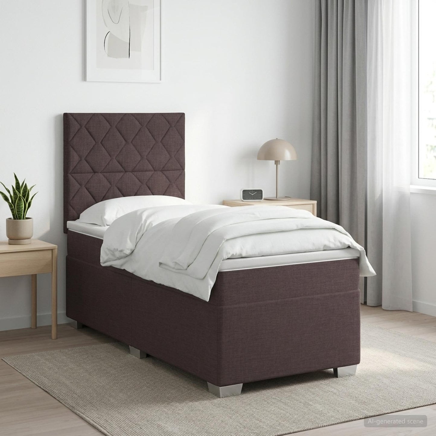 vidaXL Κρεβάτι box spring με στρώμα Σκούρο Καφέ 90 x 190 cm Ύφασμα