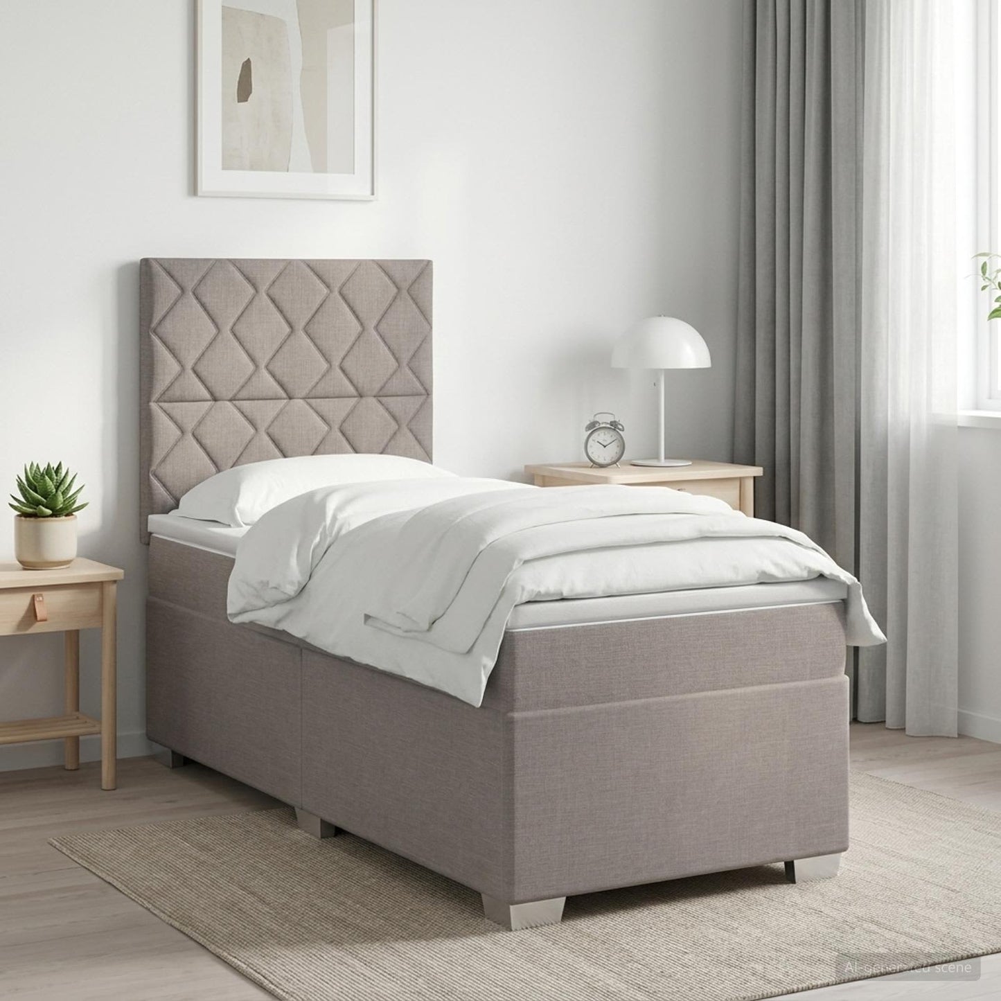 vidaXL Κρεβάτι box spring με στρώμα Taupe 90 x 190 cm Ύφασμα