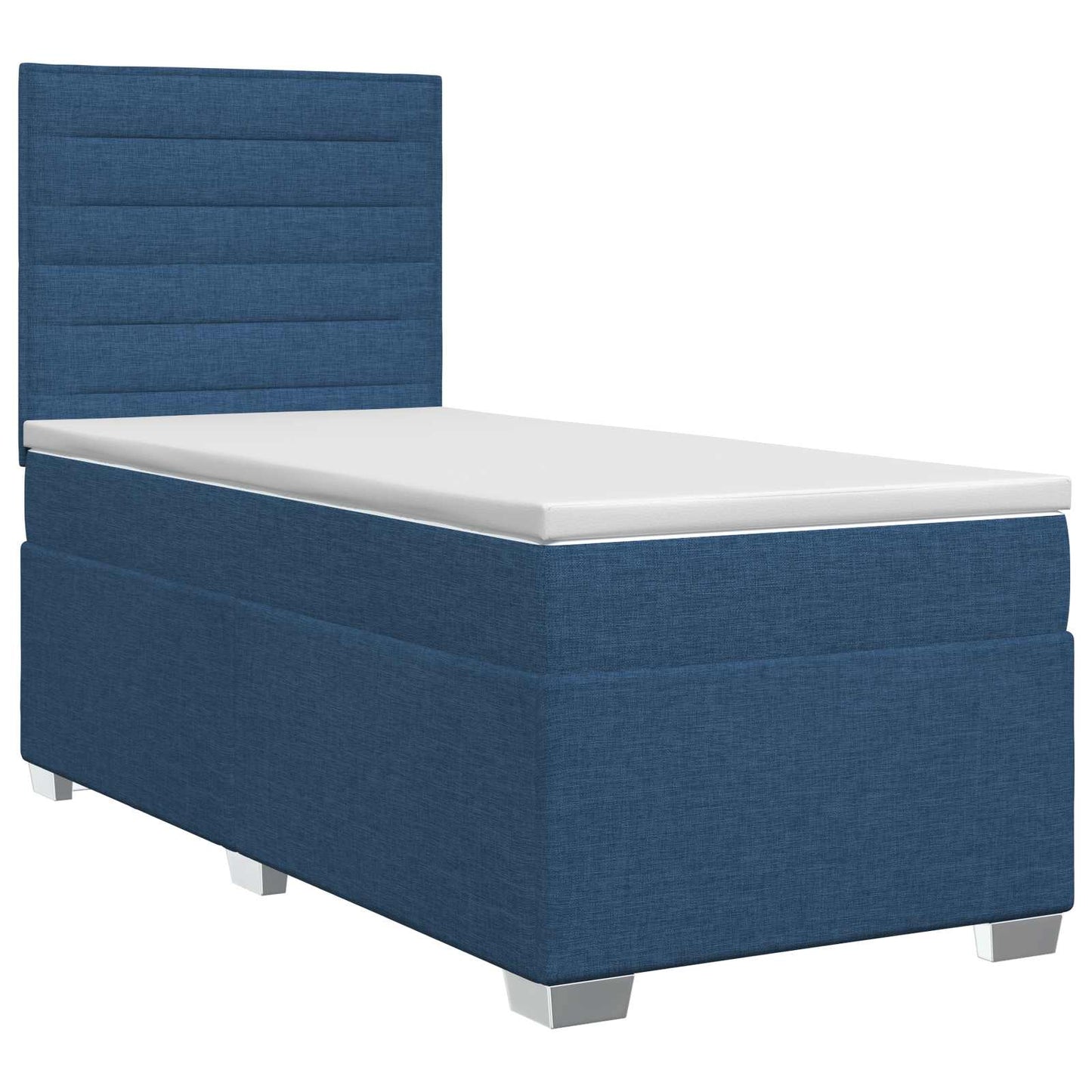 vidaXL Κρεβάτι box spring με στρώμα Μπλε 90 x 190 cm Ύφασμα