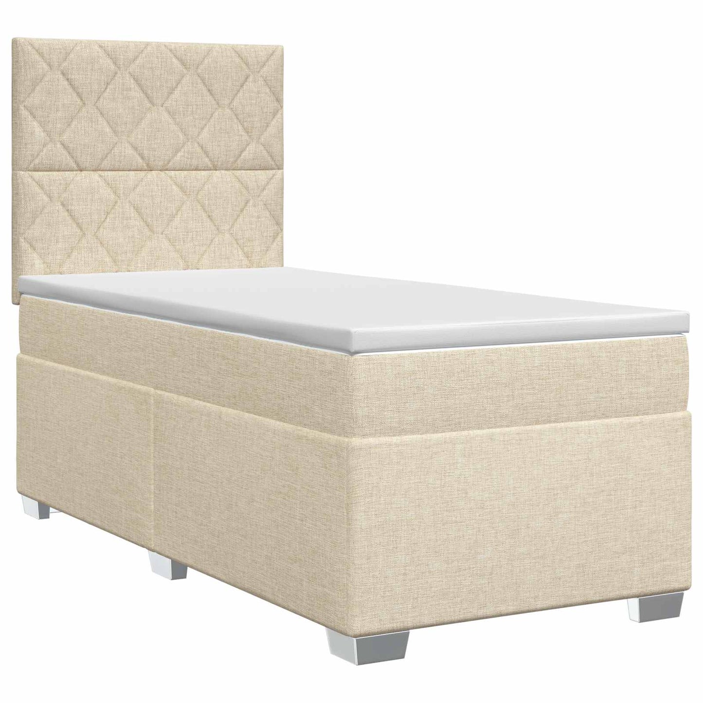 vidaXL Κρεβάτι box spring με στρώμα Κρεμ 90 x 190 cm Ύφασμα