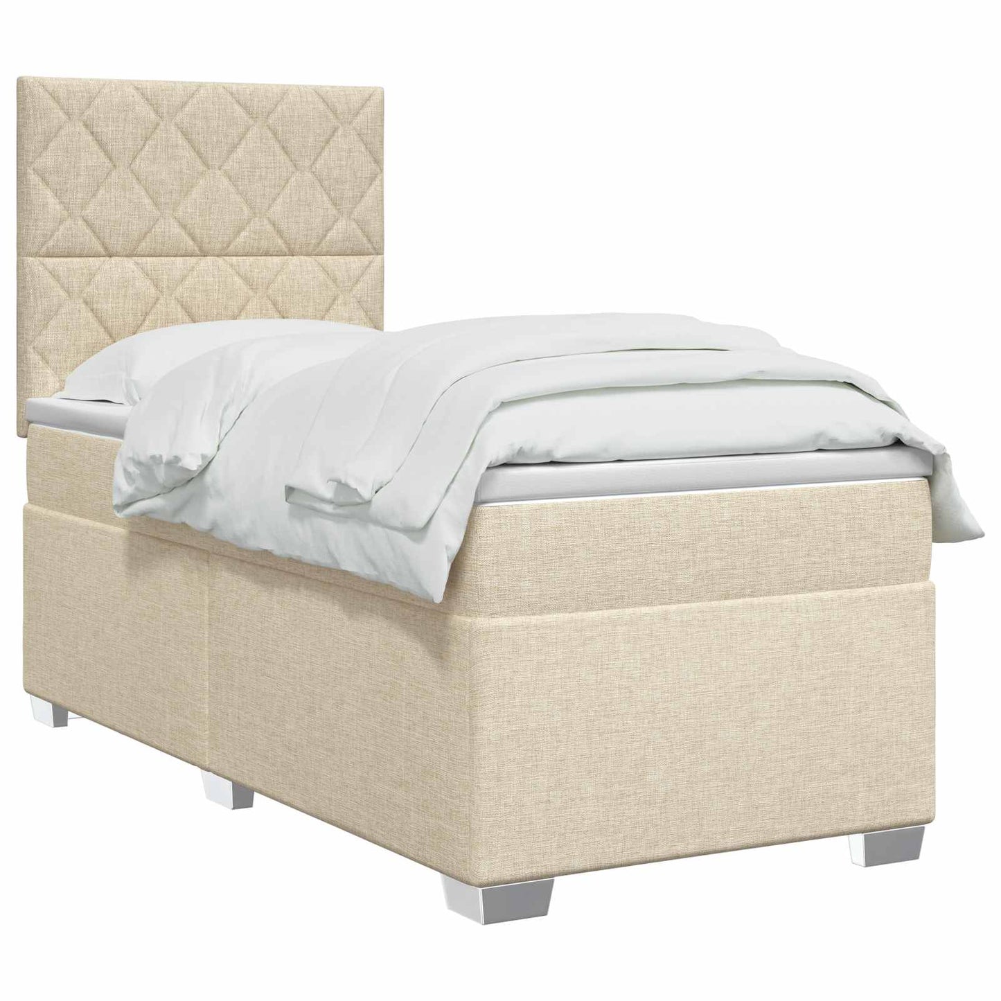 vidaXL Κρεβάτι box spring με στρώμα Κρεμ 90 x 190 cm Ύφασμα