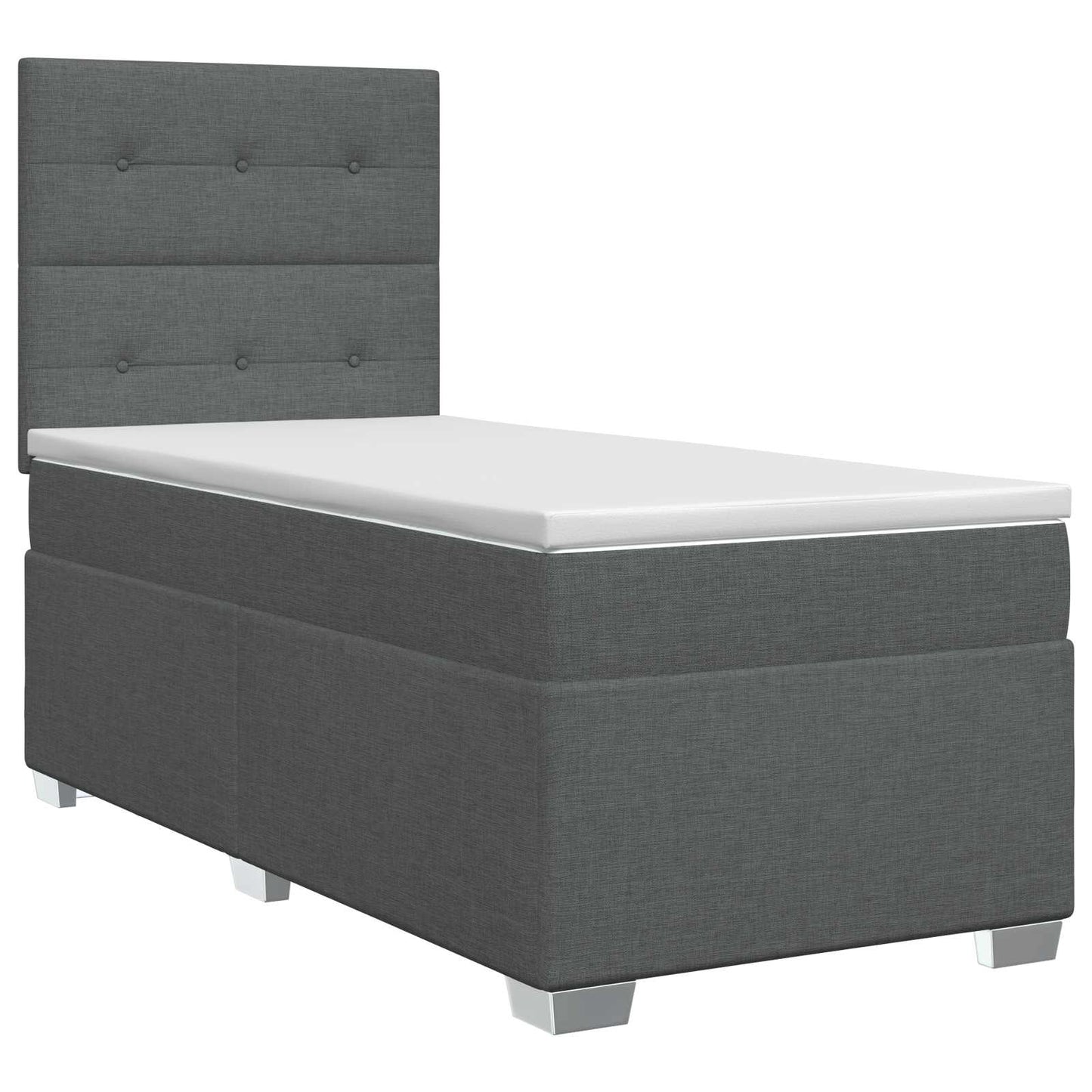 vidaXL Κρεβάτι box spring με στρώμα Σκούρο Γκρι 90 x 200 cm Ύφασμα