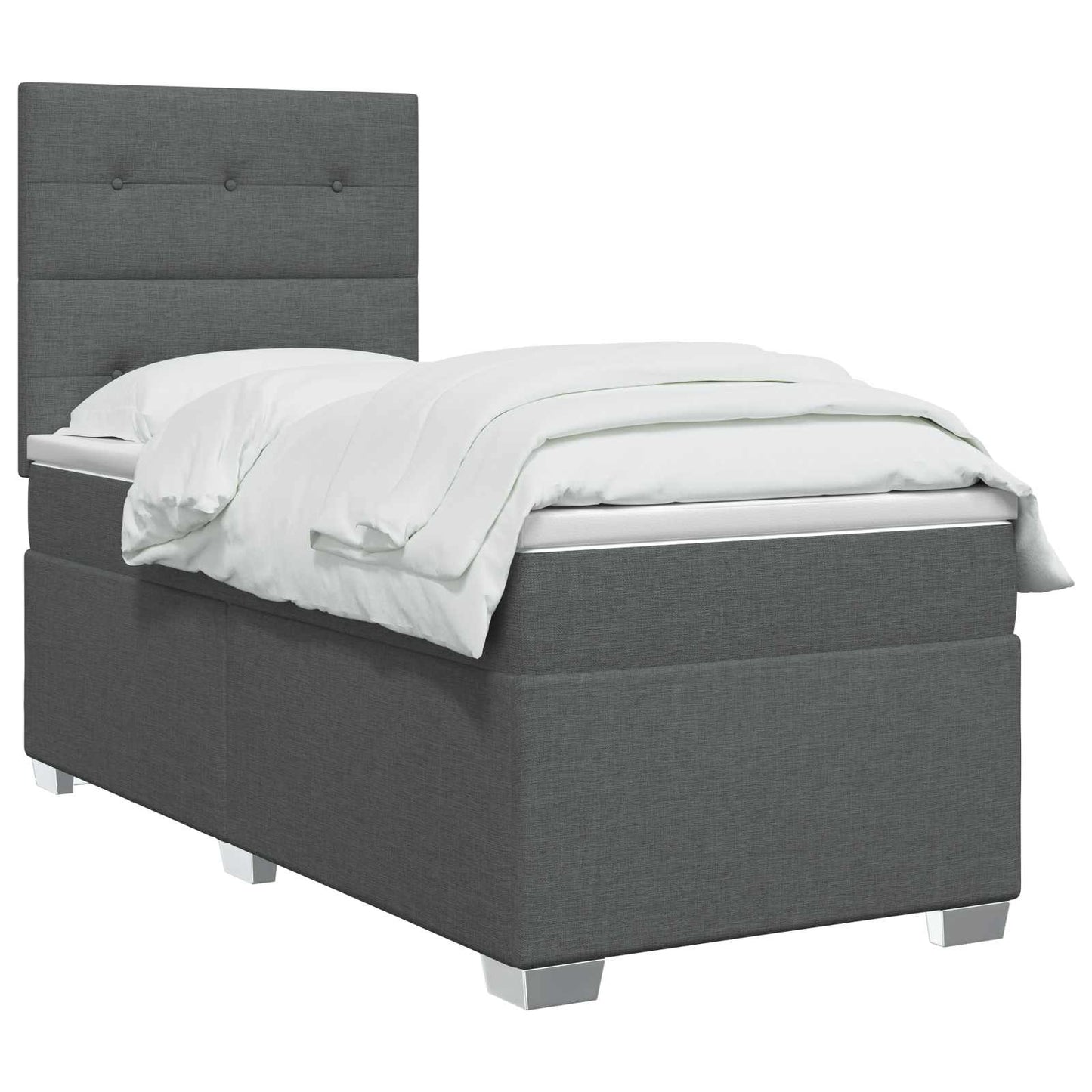 vidaXL Κρεβάτι box spring με στρώμα Σκούρο Γκρι 90 x 200 cm Ύφασμα