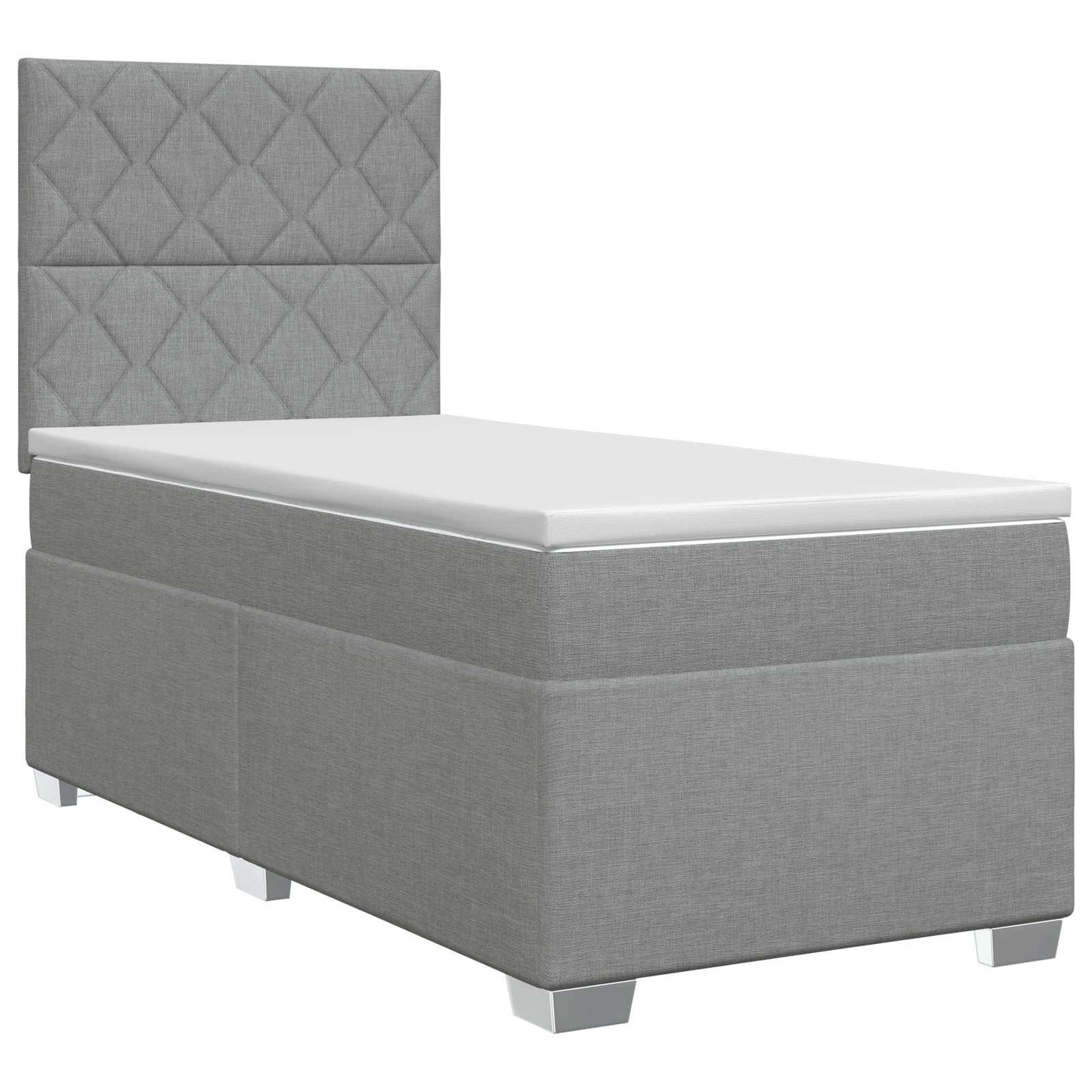 vidaXL Κρεβάτι box spring με στρώμα Ανοιχτό γκρι 90 x 200 cm Ύφασμα