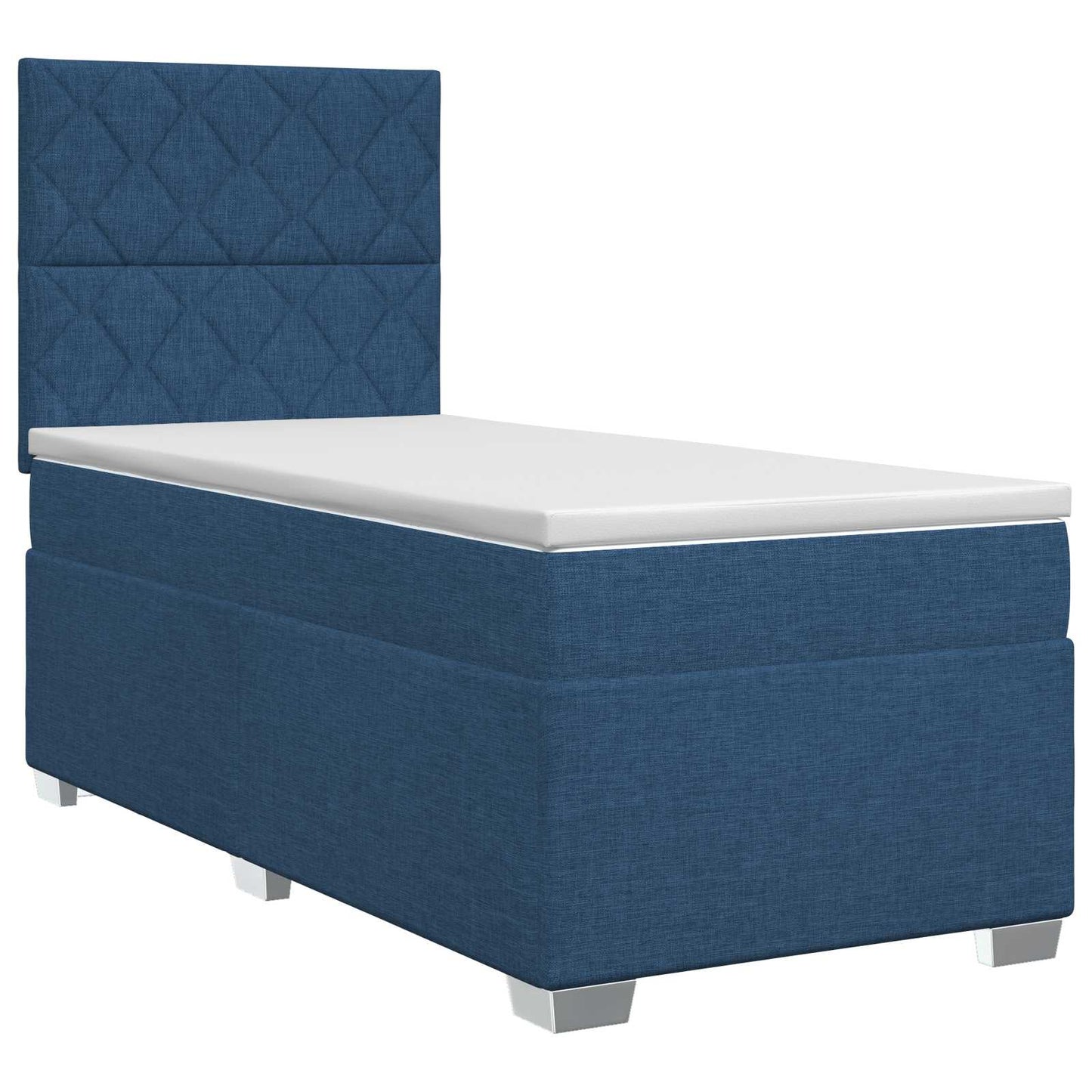 vidaXL Κρεβάτι box spring με στρώμα Μπλε 90 x 200 cm Ύφασμα