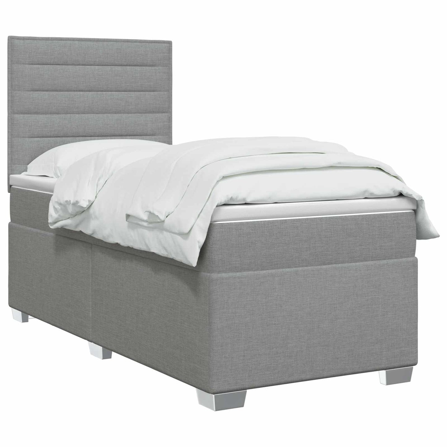 vidaXL Κρεβάτι box spring με στρώμα Ανοιχτό γκρι 100 x 200 cm Ύφασμα
