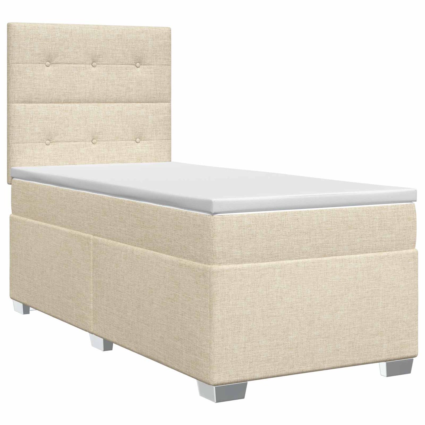 vidaXL Κρεβάτι box spring με στρώμα Κρεμ 100 x 200 cm Ύφασμα