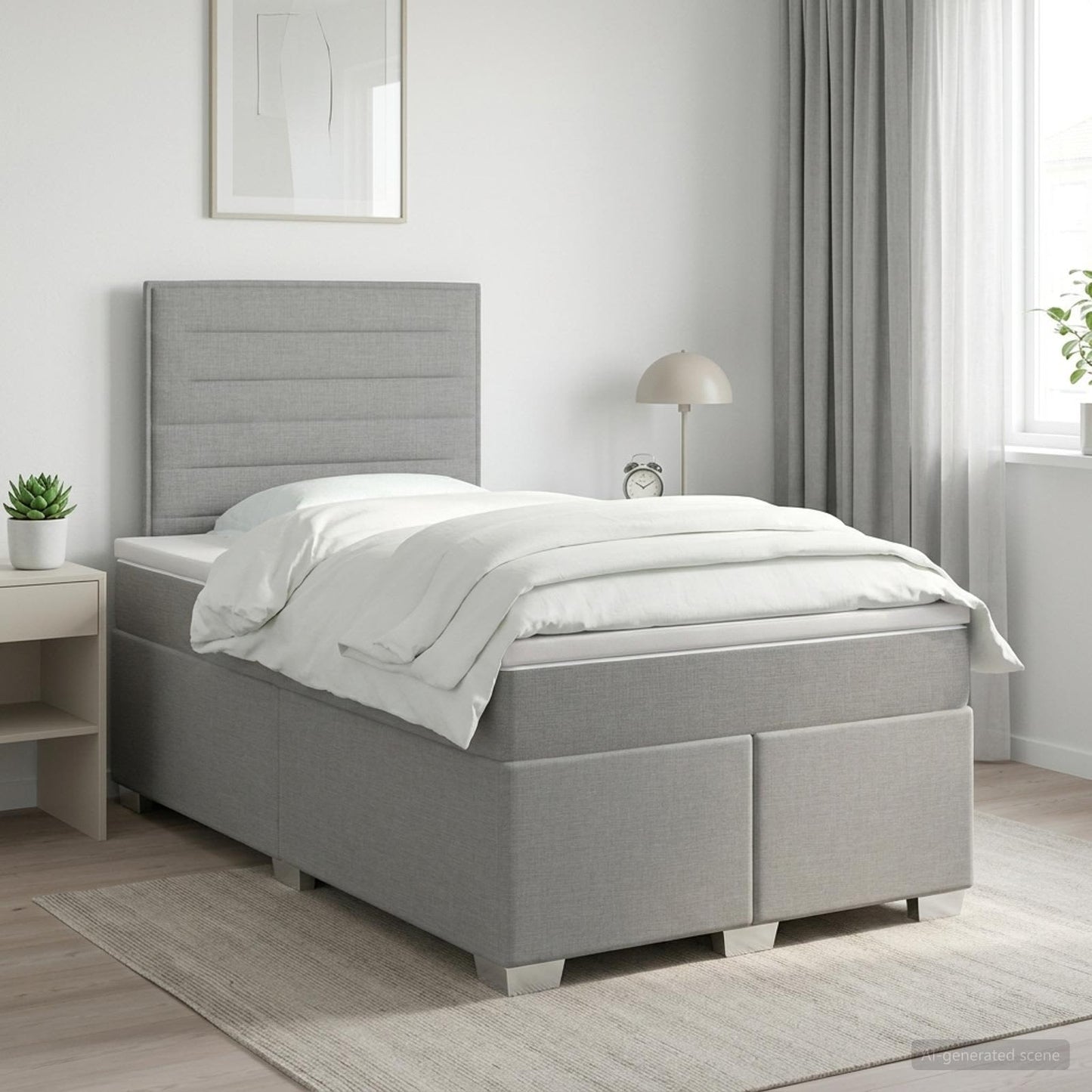 vidaXL Κρεβάτι box spring με στρώμα Ανοιχτό γκρι 120 x 190 cm Ύφασμα