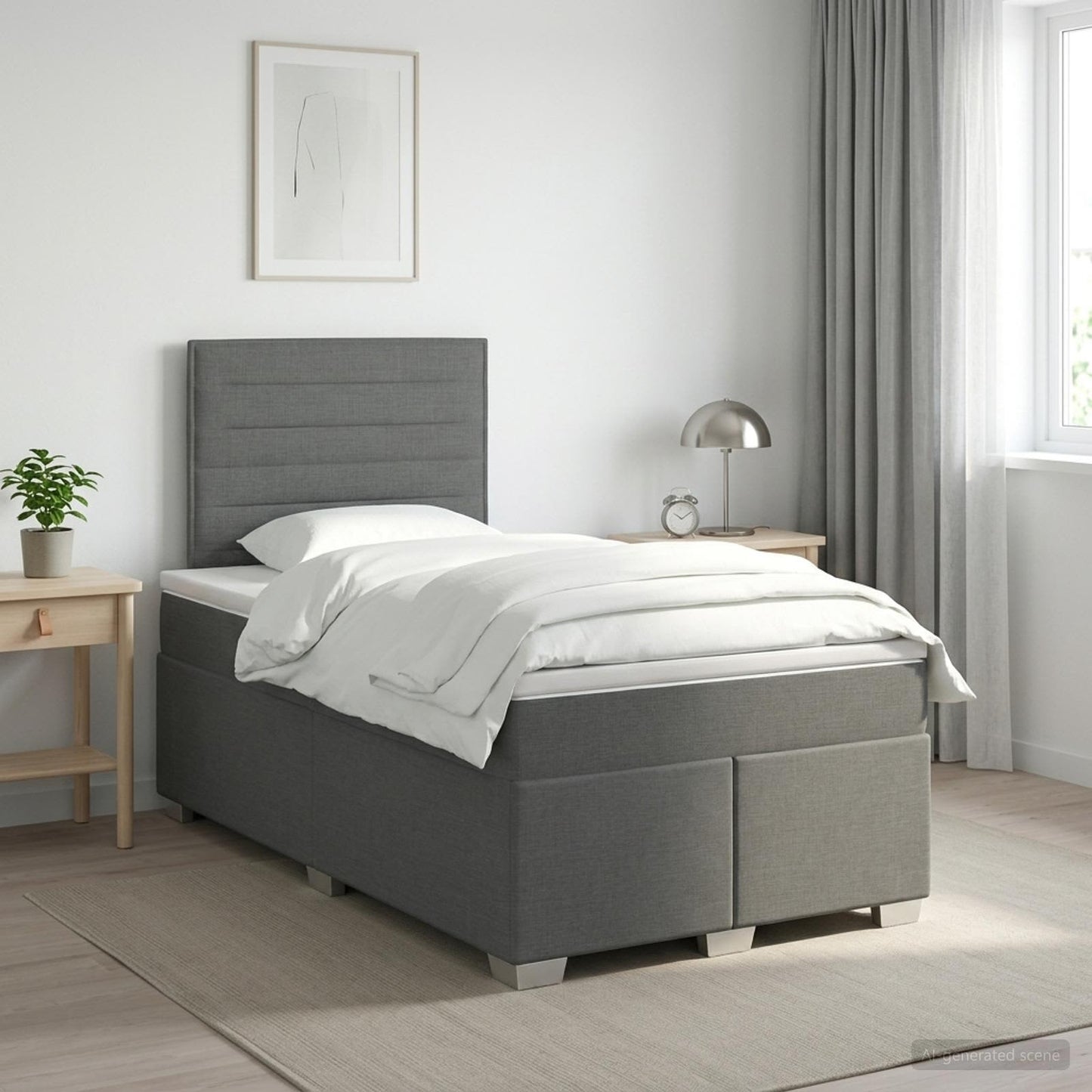 vidaXL Κρεβάτι box spring με στρώμα Σκούρο Γκρι 120 x 190 cm Ύφασμα