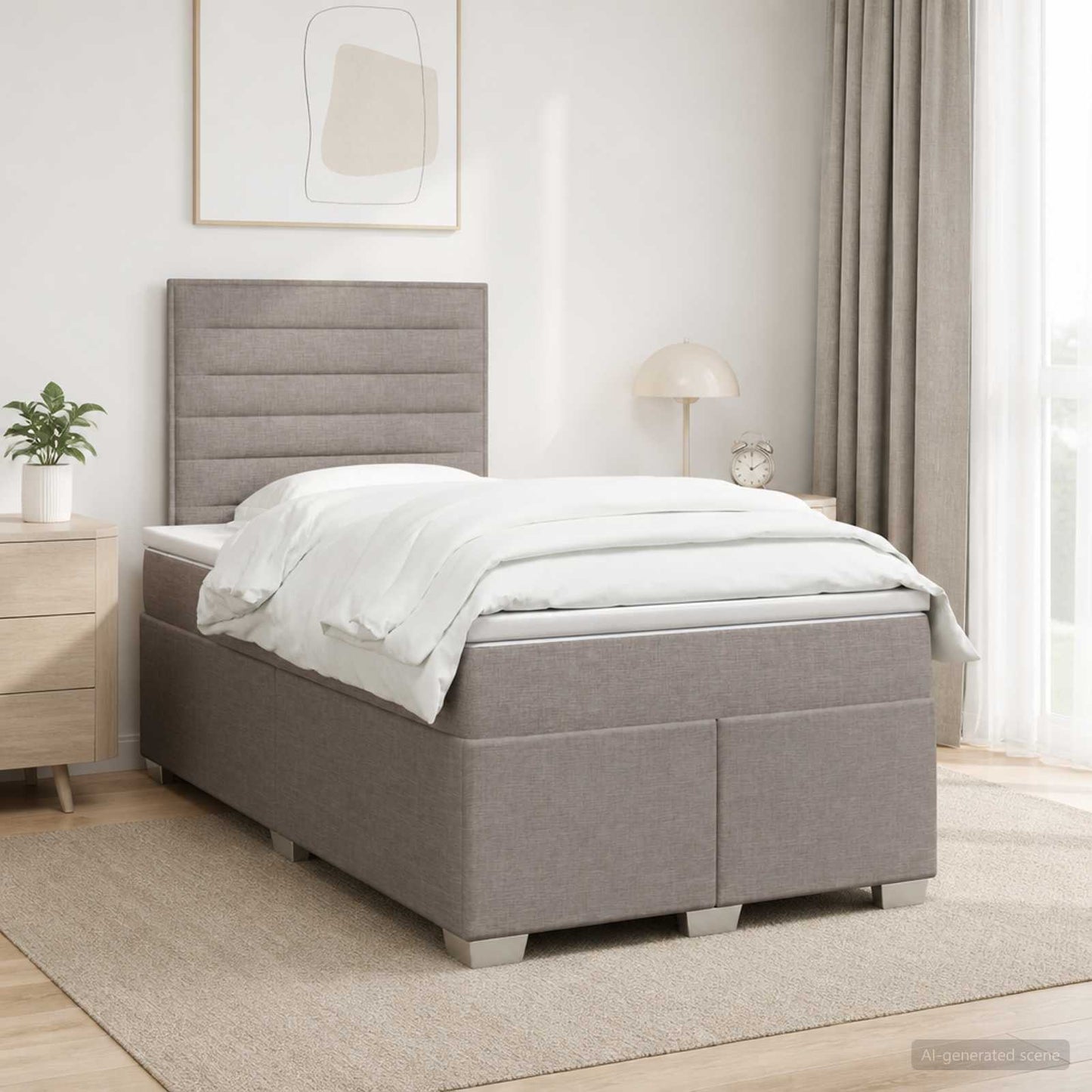 vidaXL Κρεβάτι box spring με στρώμα Taupe 120 x 200 cm Ύφασμα