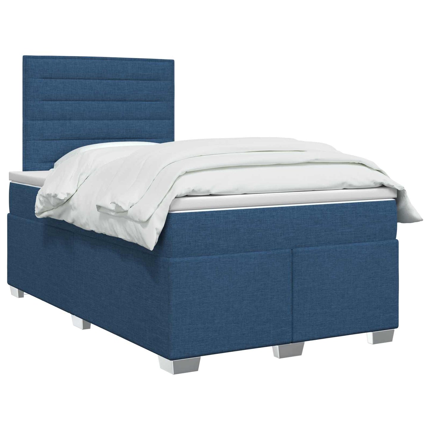 vidaXL Κρεβάτι box spring με στρώμα Μπλε 120 x 190 cm Ύφασμα
