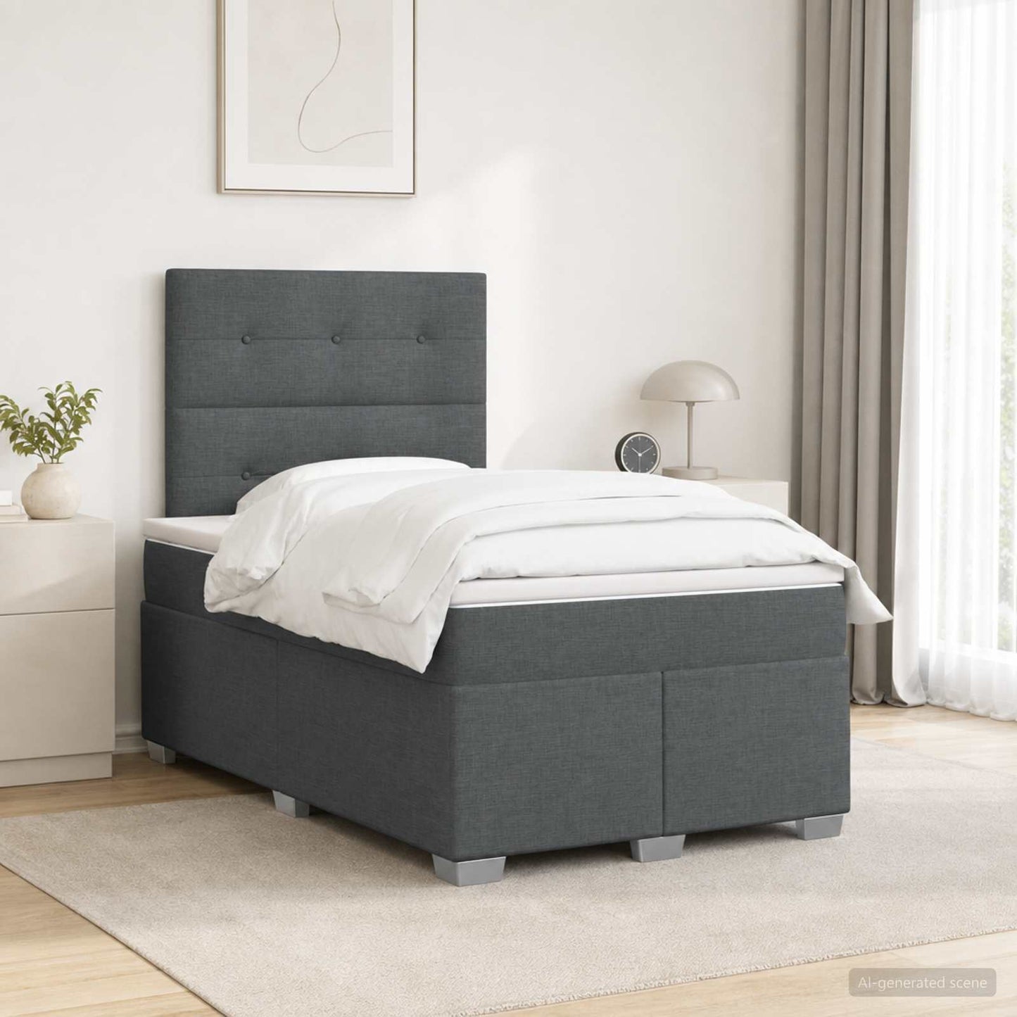 vidaXL Κρεβάτι box spring με στρώμα Σκούρο Γκρι 120 x 190 cm Ύφασμα