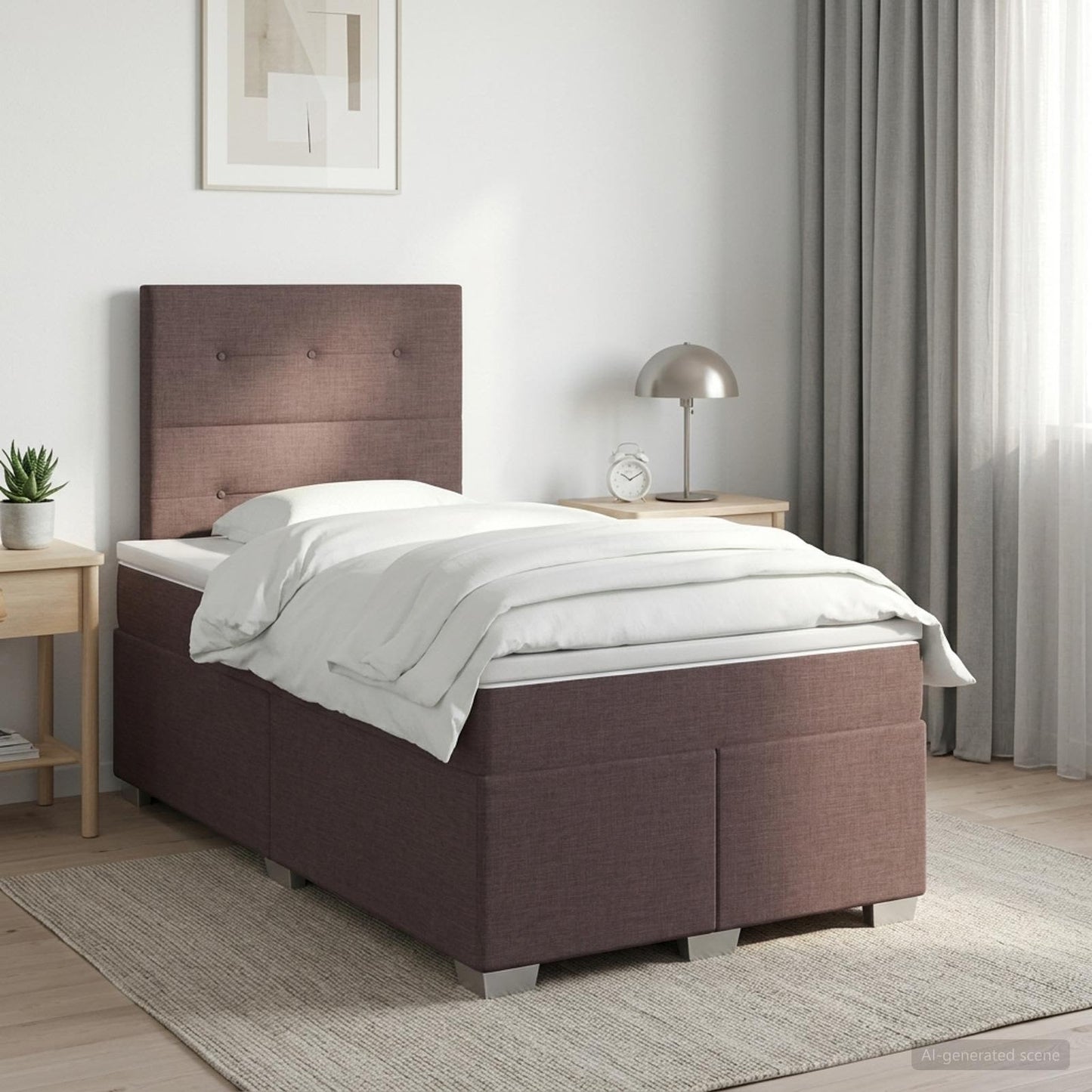 vidaXL Κρεβάτι box spring με στρώμα Σκούρο Καφέ 120 x 190 cm Ύφασμα