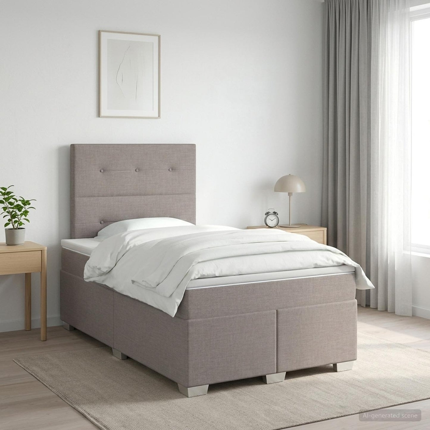 vidaXL Κρεβάτι box spring με στρώμα Taupe 120 x 190 cm Ύφασμα