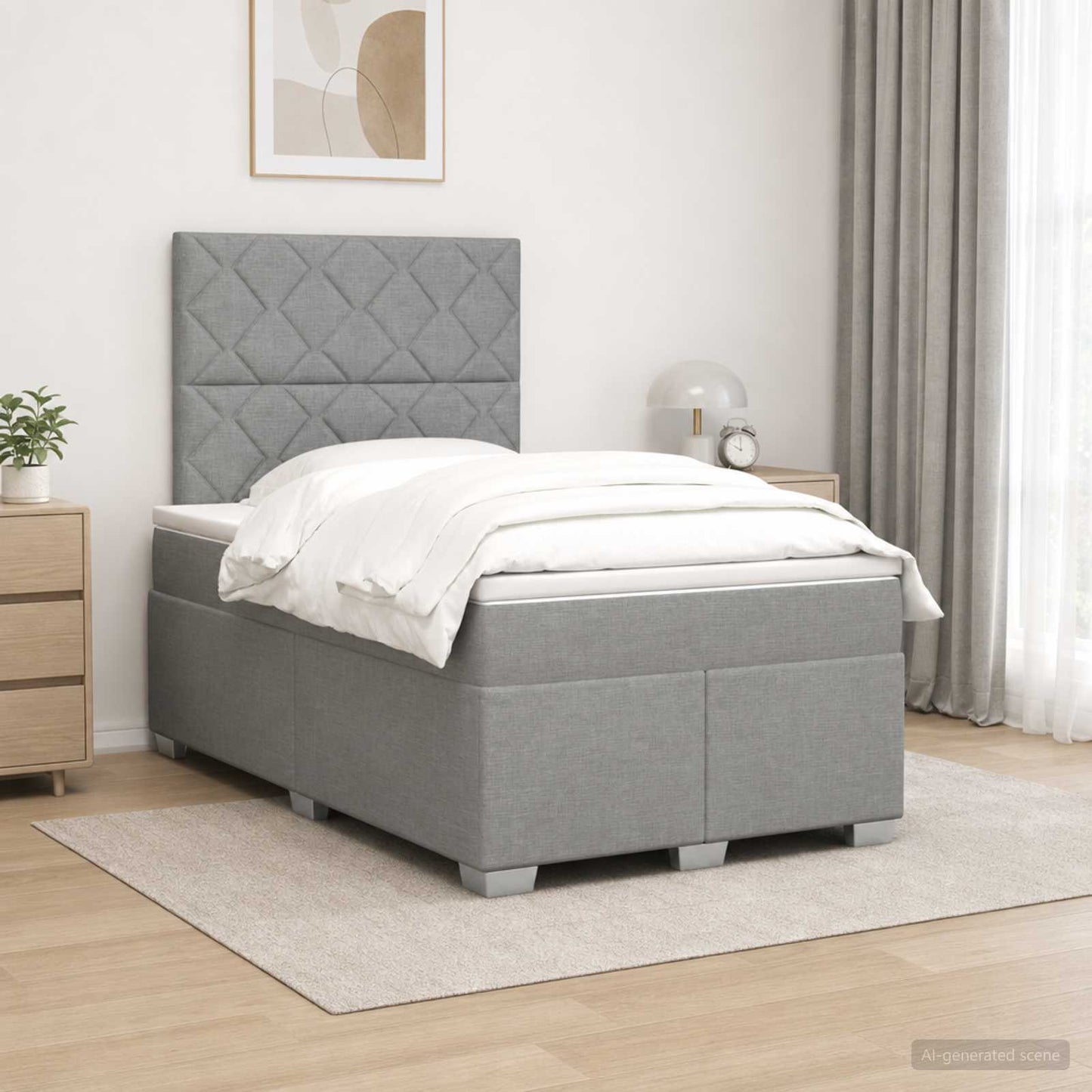 vidaXL Κρεβάτι box spring με στρώμα Ανοιχτό γκρι 120 x 190 cm Ύφασμα