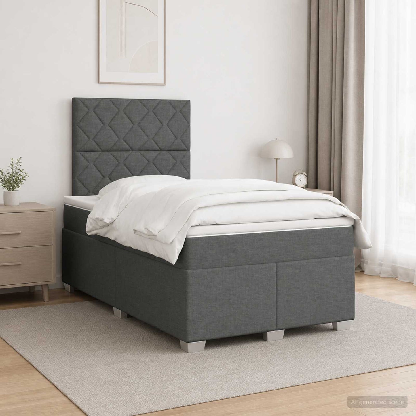 vidaXL Κρεβάτι box spring με στρώμα Σκούρο Γκρι 120 x 200 cm Ύφασμα