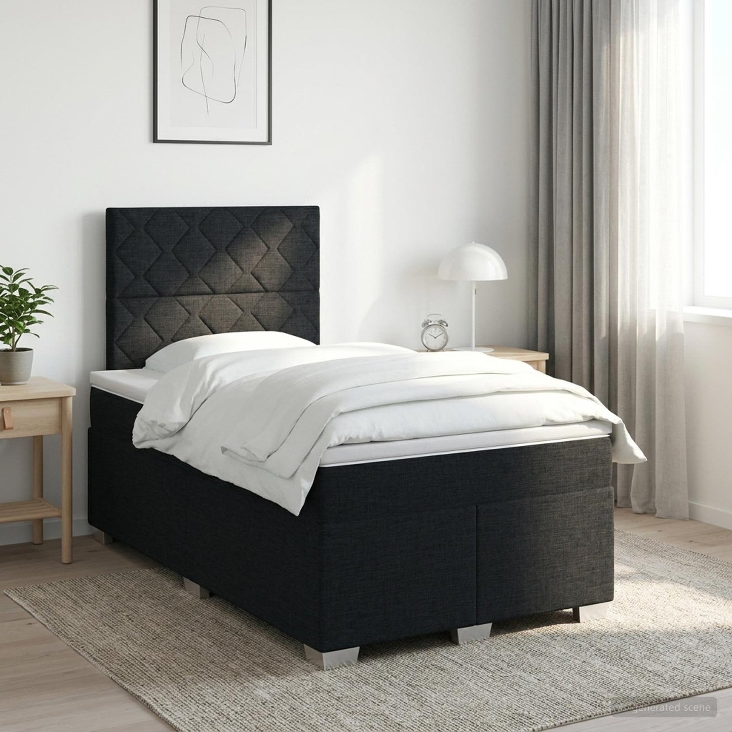 vidaXL Κρεβάτι box spring με στρώμα Μαύρο 120 x 190 cm Ύφασμα
