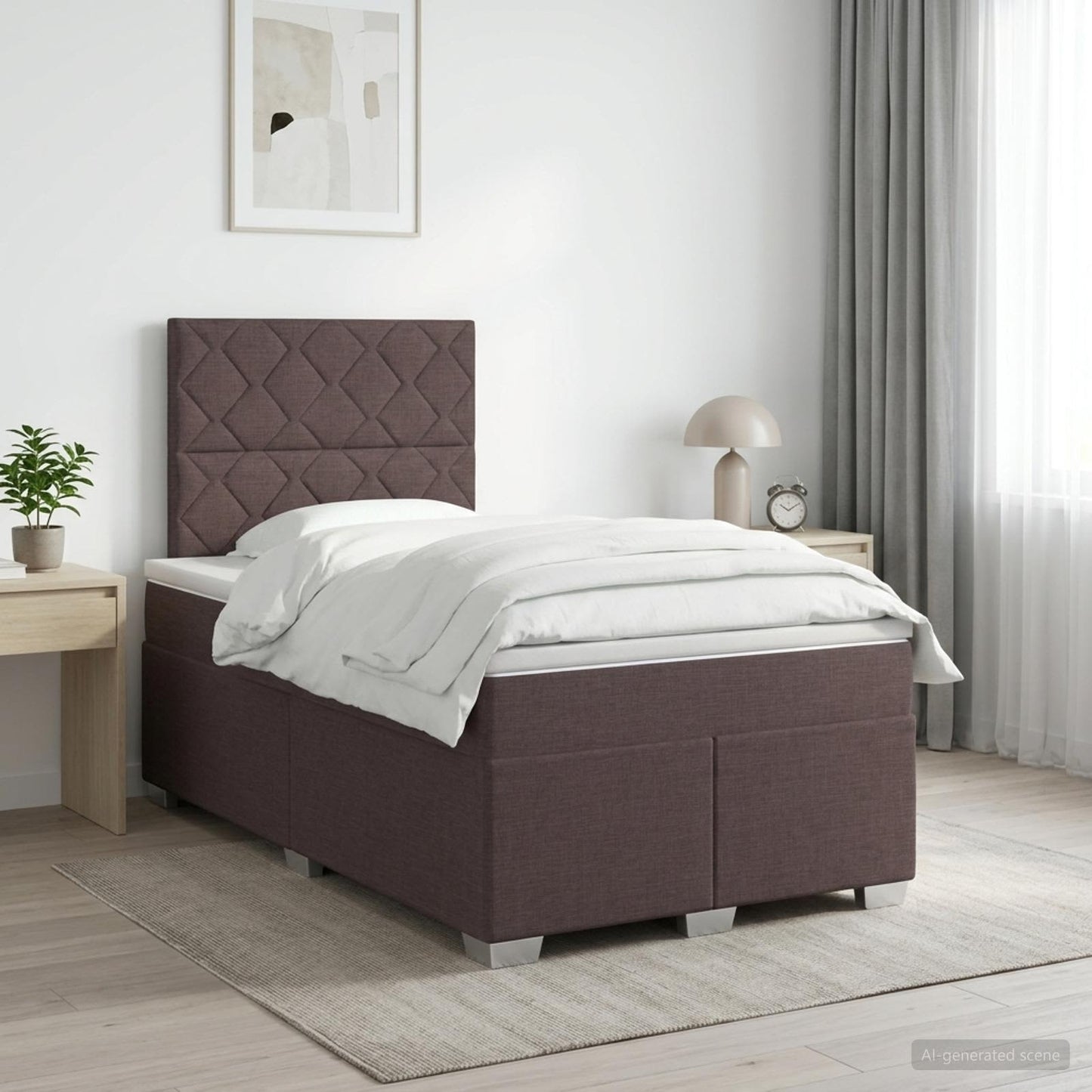 vidaXL Κρεβάτι box spring με στρώμα Σκούρο Καφέ 120 x 200 cm Ύφασμα