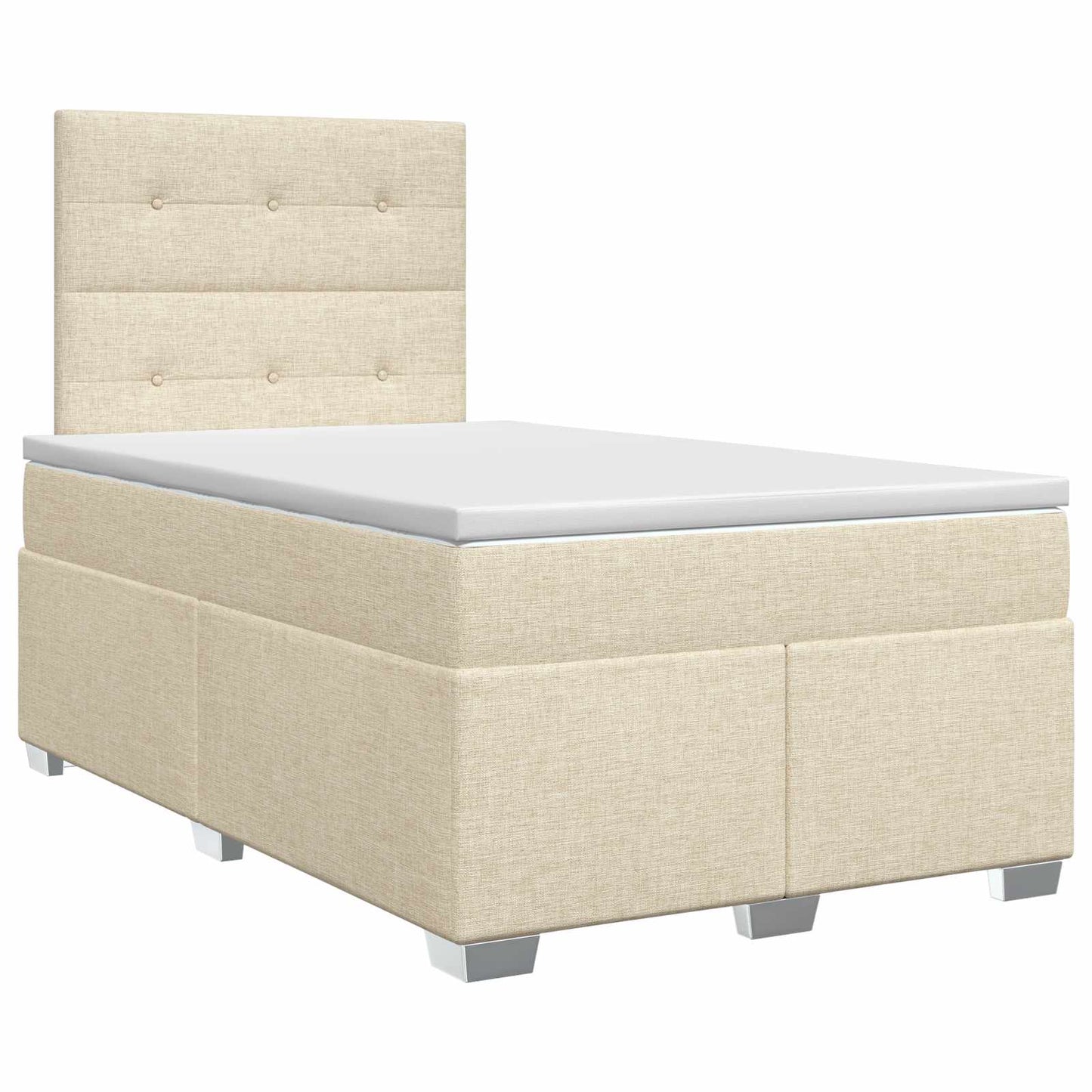 vidaXL Κρεβάτι box spring με στρώμα Κρεμ 120 x 200 cm Ύφασμα