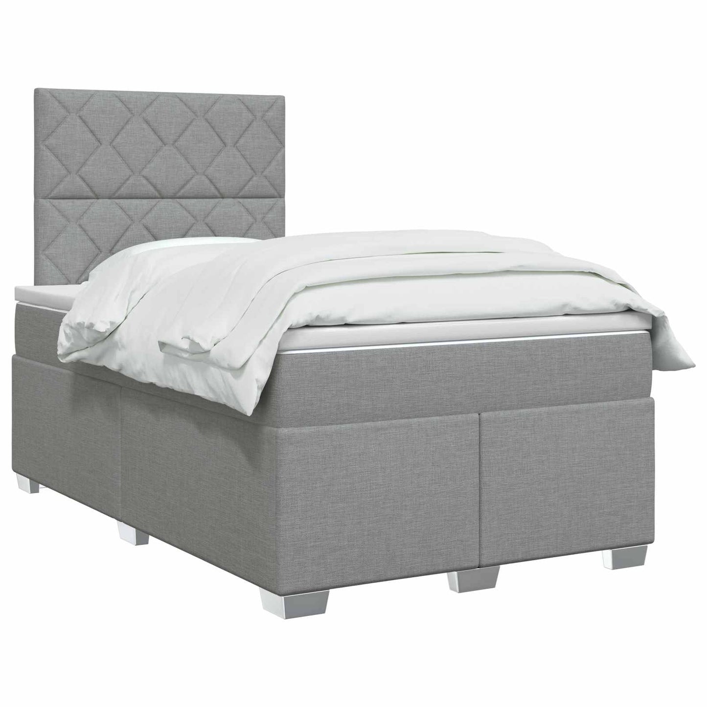 vidaXL Κρεβάτι box spring με στρώμα Ανοιχτό γκρι 120 x 200 cm Ύφασμα