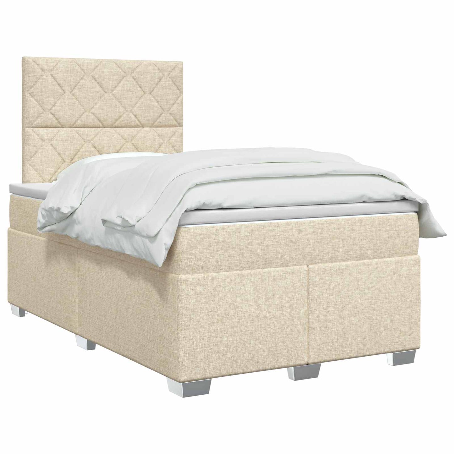 vidaXL Κρεβάτι box spring με στρώμα Κρεμ 120 x 200 cm Ύφασμα