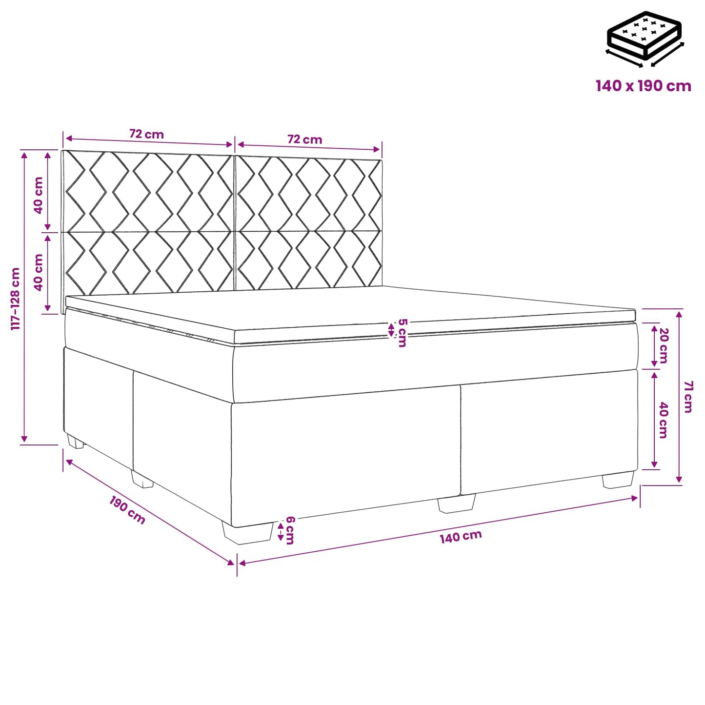 vidaXL Κρεβάτι box spring με στρώμα Taupe 140 x 190 cm Ύφασμα