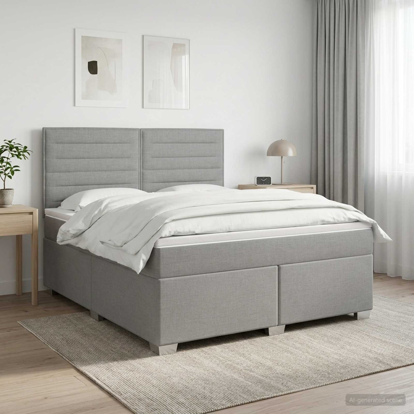 vidaXL Κρεβάτι box spring με στρώμα Ανοιχτό γκρι 180 x 200 cm Ύφασμα
