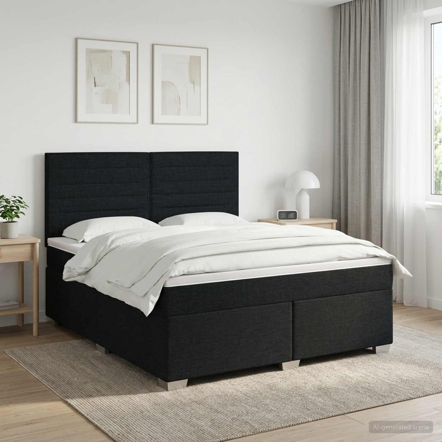 vidaXL Κρεβάτι box spring με στρώμα Μαύρο 140 x 200 cm Ύφασμα