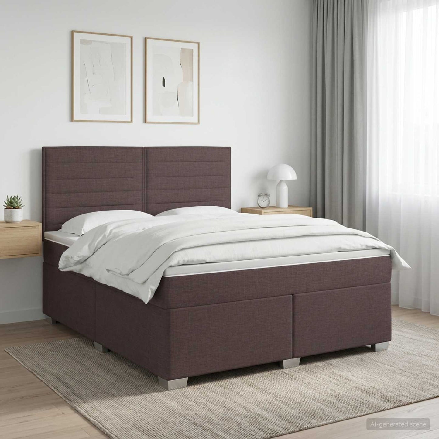 vidaXL Κρεβάτι box spring με στρώμα Σκούρο Καφέ 140 x 200 cm Ύφασμα