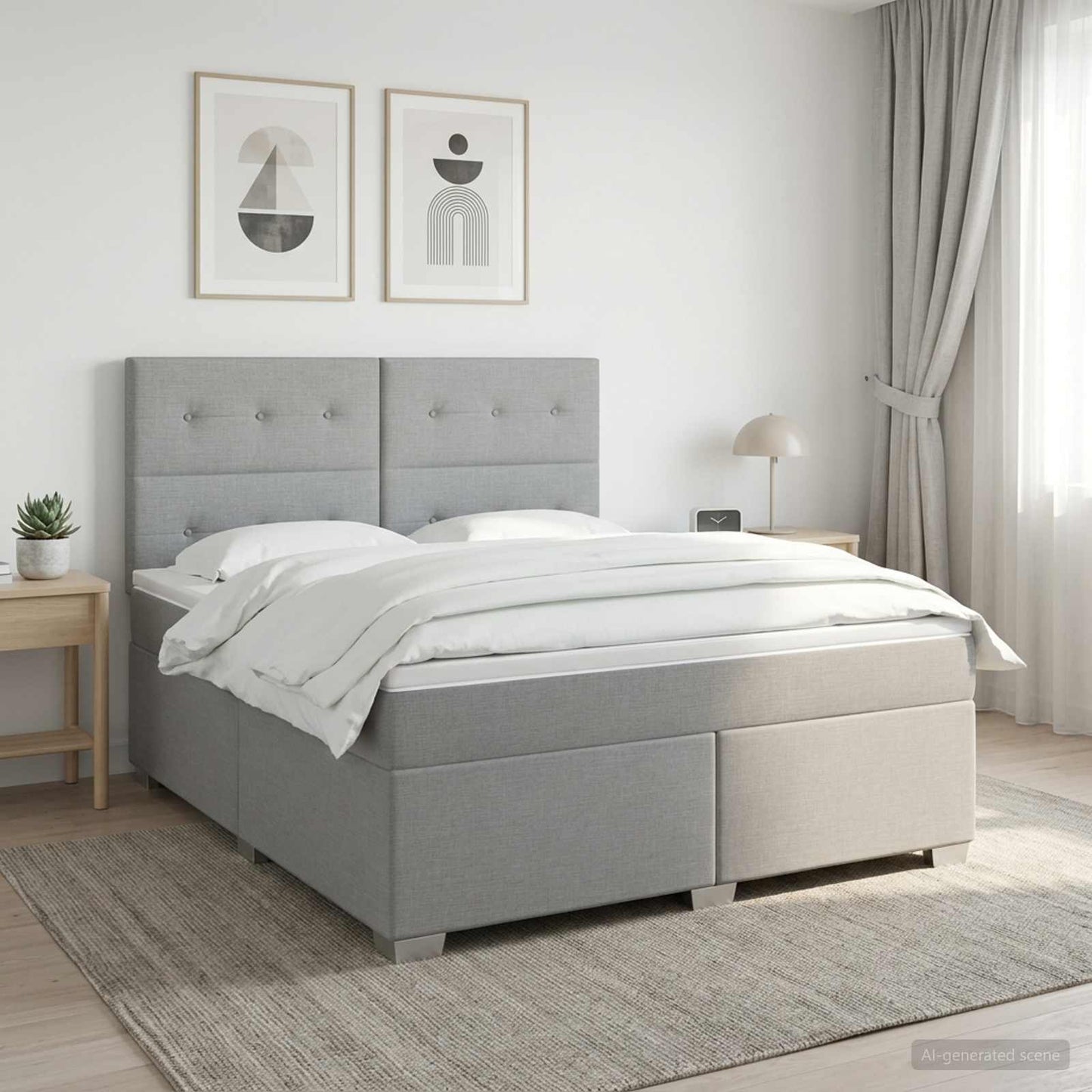 vidaXL Κρεβάτι box spring με στρώμα Ανοιχτό γκρι 140 x 190 cm Ύφασμα